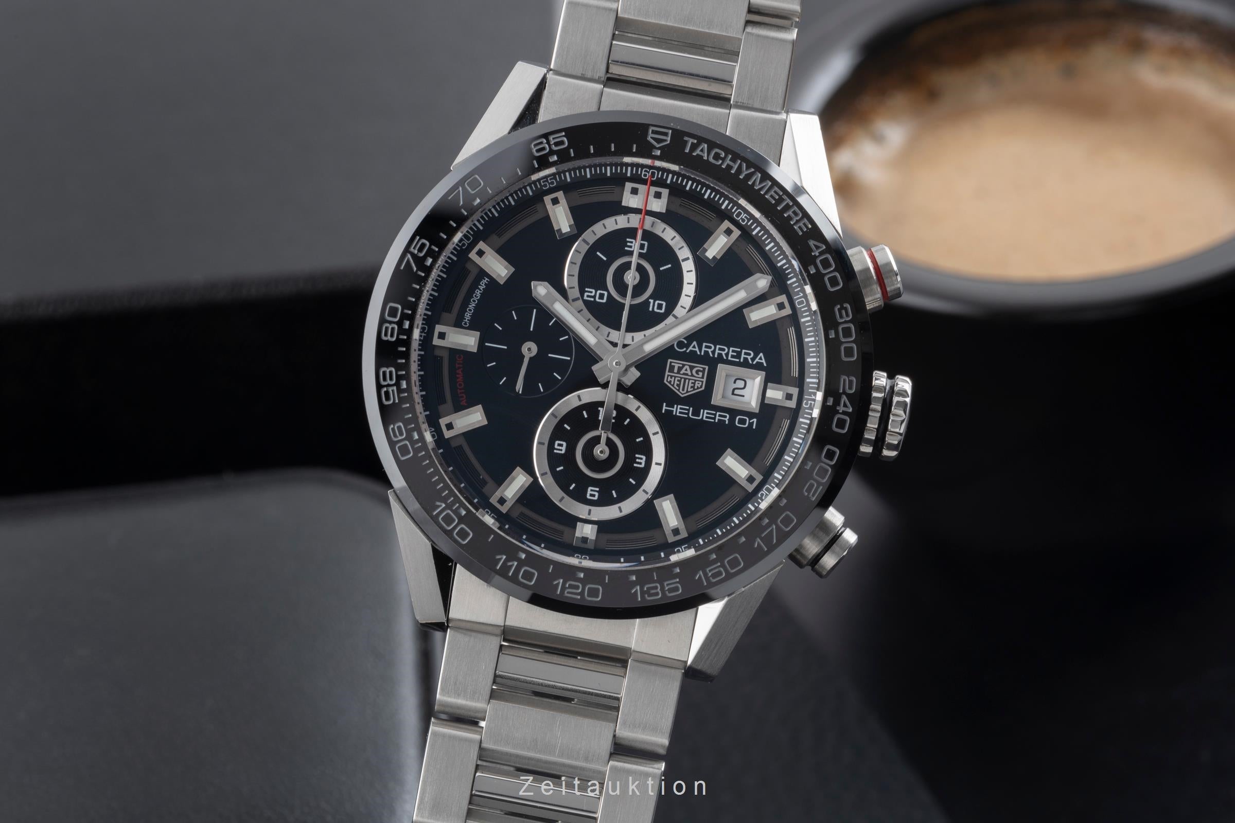Tag Heuer Carrera Chronograph Stahl Automatik Herrenuhr CAR201Z.BA0714 B&P 2019 [2507317]