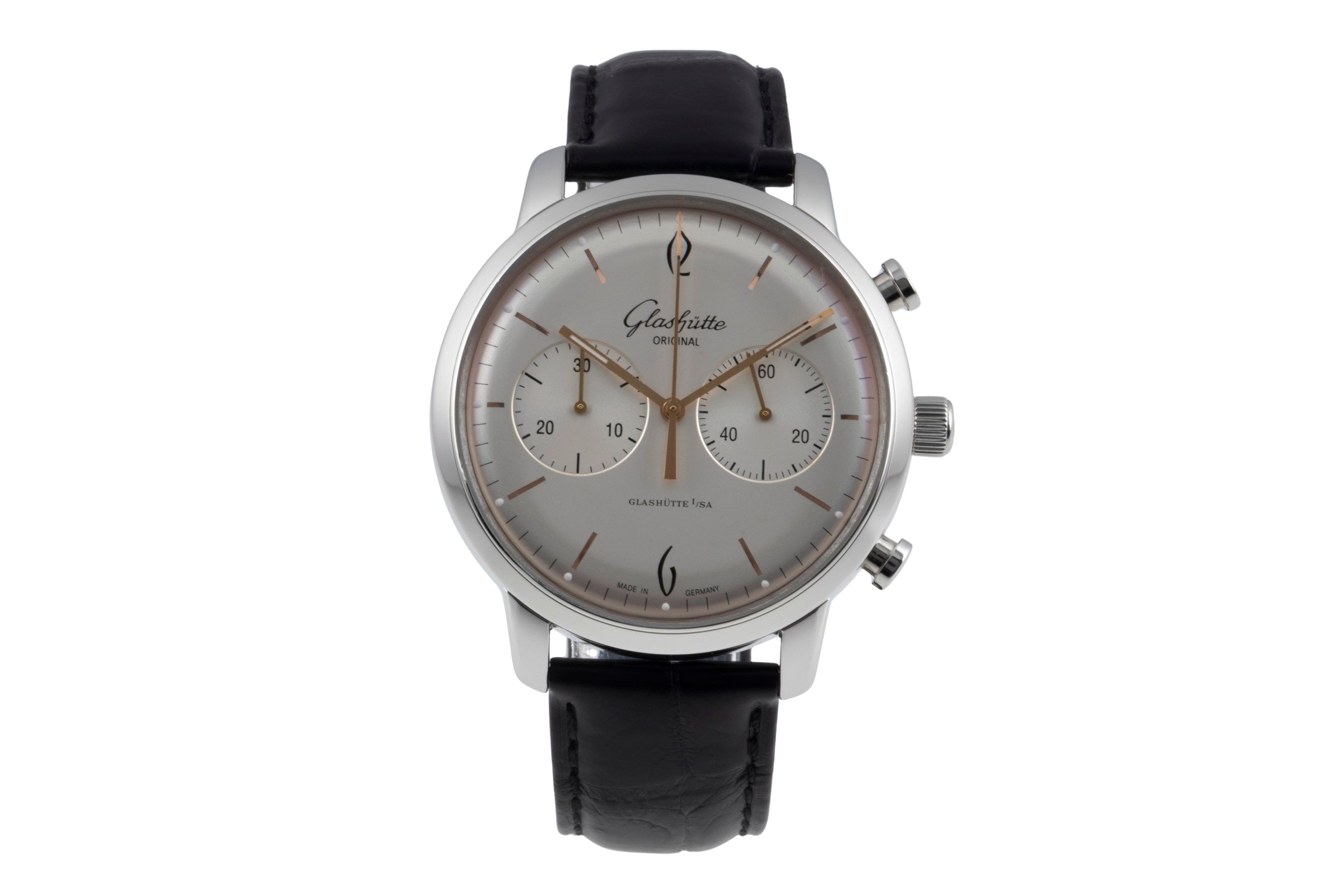 Glashütte Sixties chronograph steel automatic men's watch 1-39-34-03-22-04 LP: 8800EUR  [2507337]