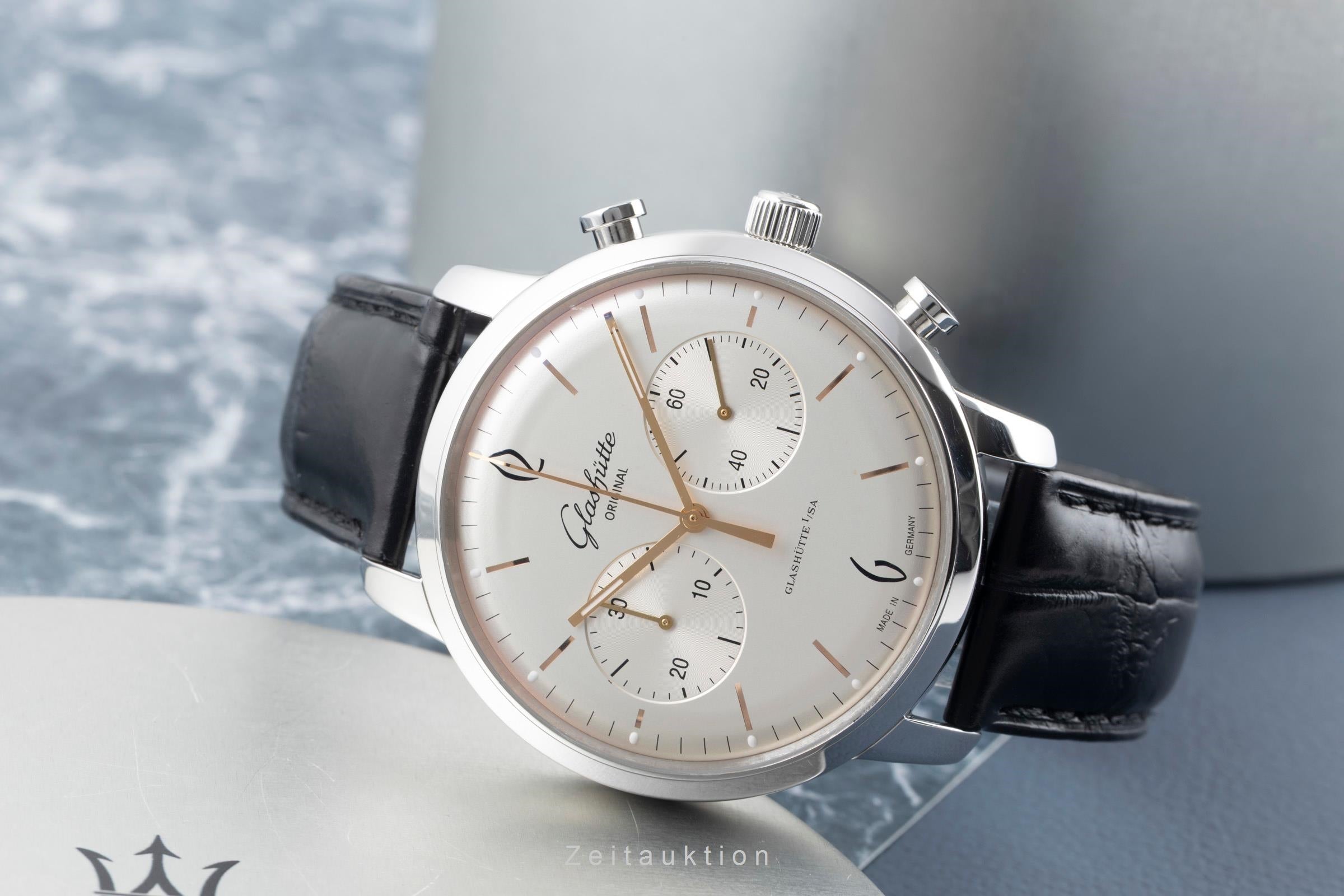 Glashütte Sixties chronograph steel automatic men's watch 1-39-34-03-22-04 LP: 8800EUR  [2507337]