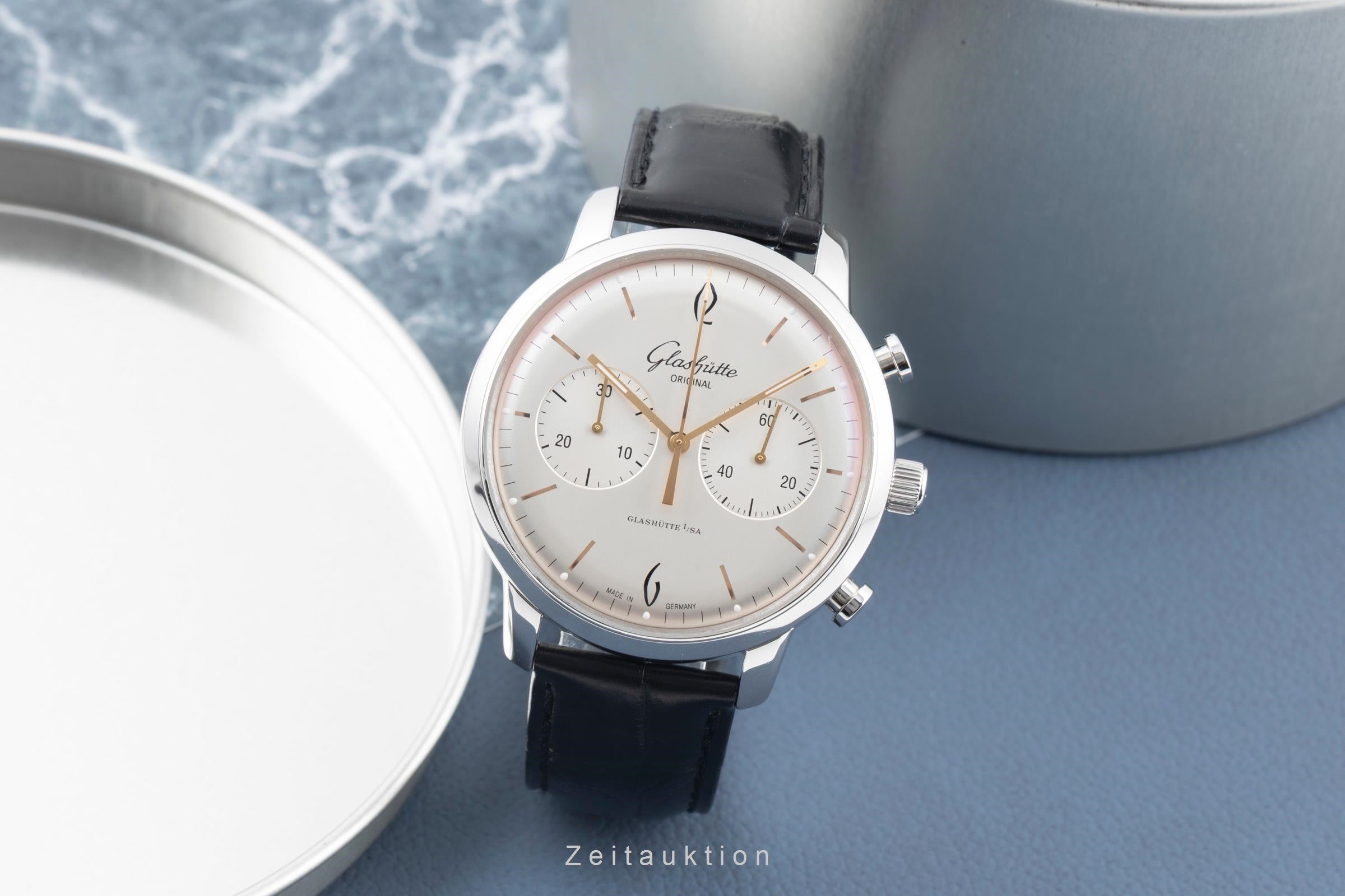 Glashütte Sixties chronograph steel automatic men's watch 1-39-34-03-22-04 LP: 8800EUR  [2507337]