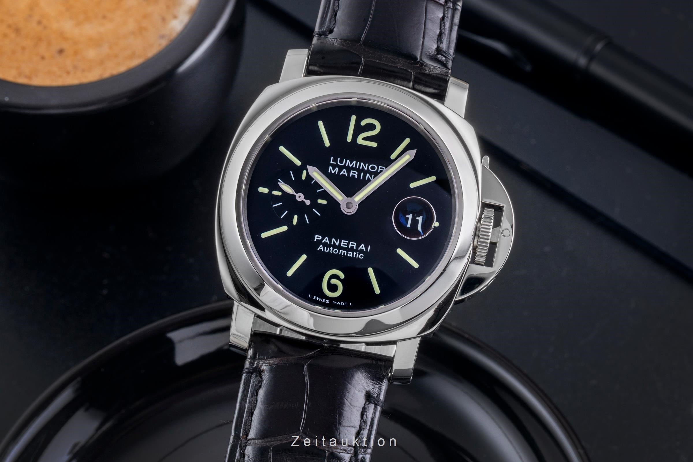 Panerai Luminor Marina Automatik Datum Edelstahl Herrenuhr Ref. PAM00104 Box [2507345]
