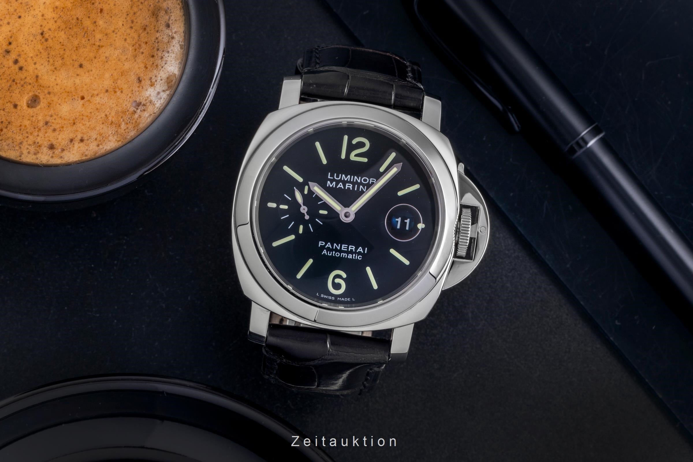 Panerai Luminor Marina Automatik Datum Edelstahl Herrenuhr Ref. PAM00104 Box [2507345]