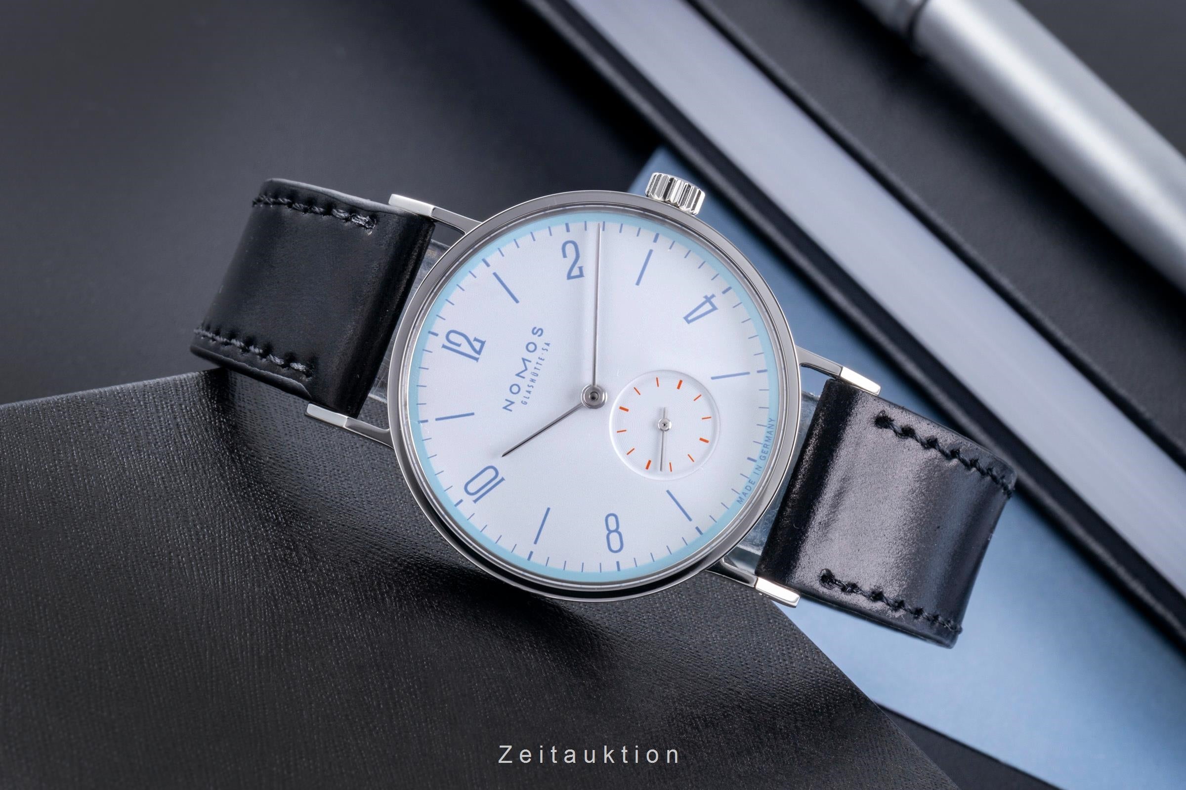 Nomos Tangente acero cuerda manual reloj para caballeros Tangente Super 30 Eiswasserweiss Limited  [2507360]