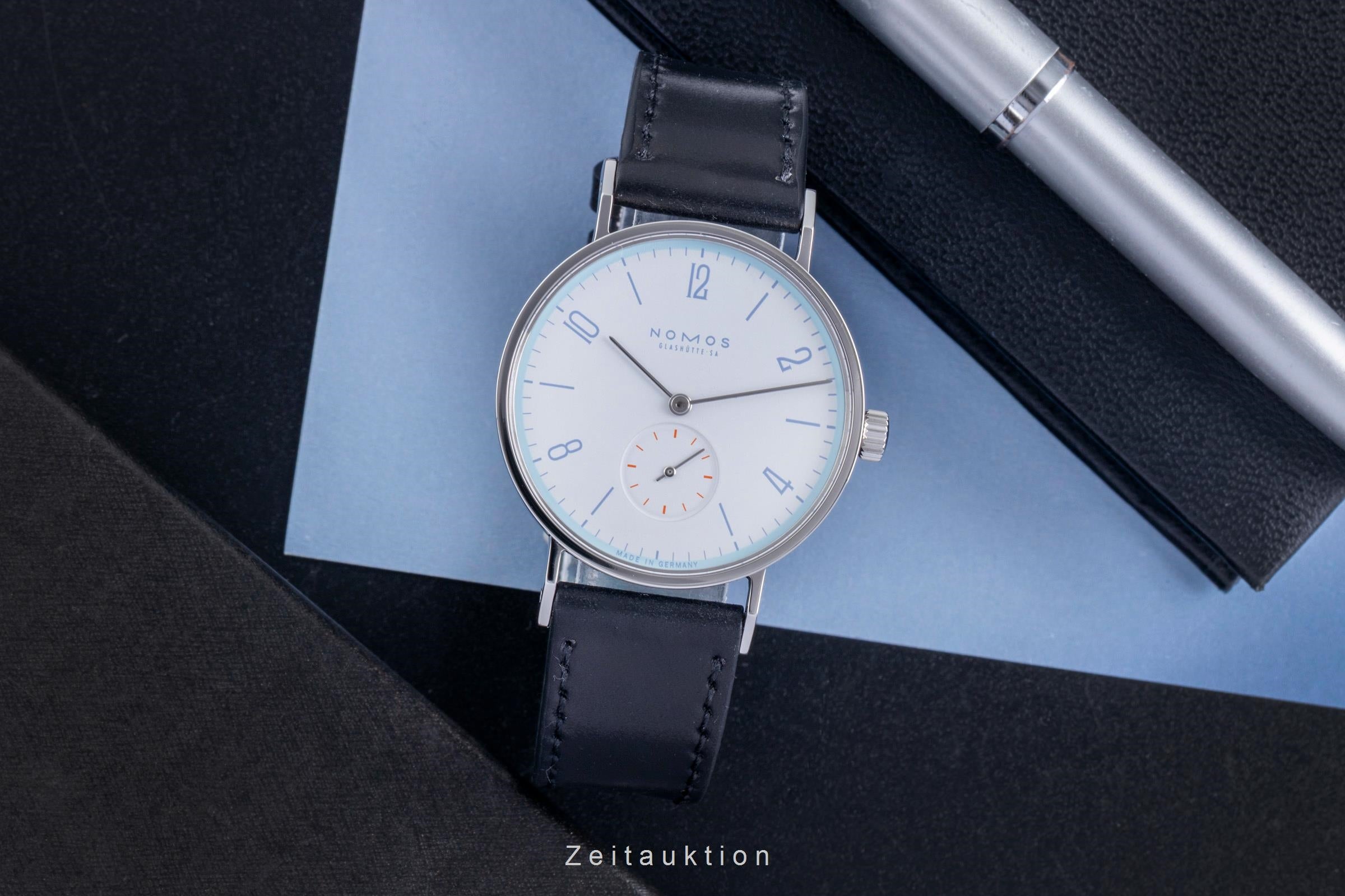 Nomos Tangente acero cuerda manual reloj para caballeros Tangente Super 30 Eiswasserweiss Limited  [2507360]