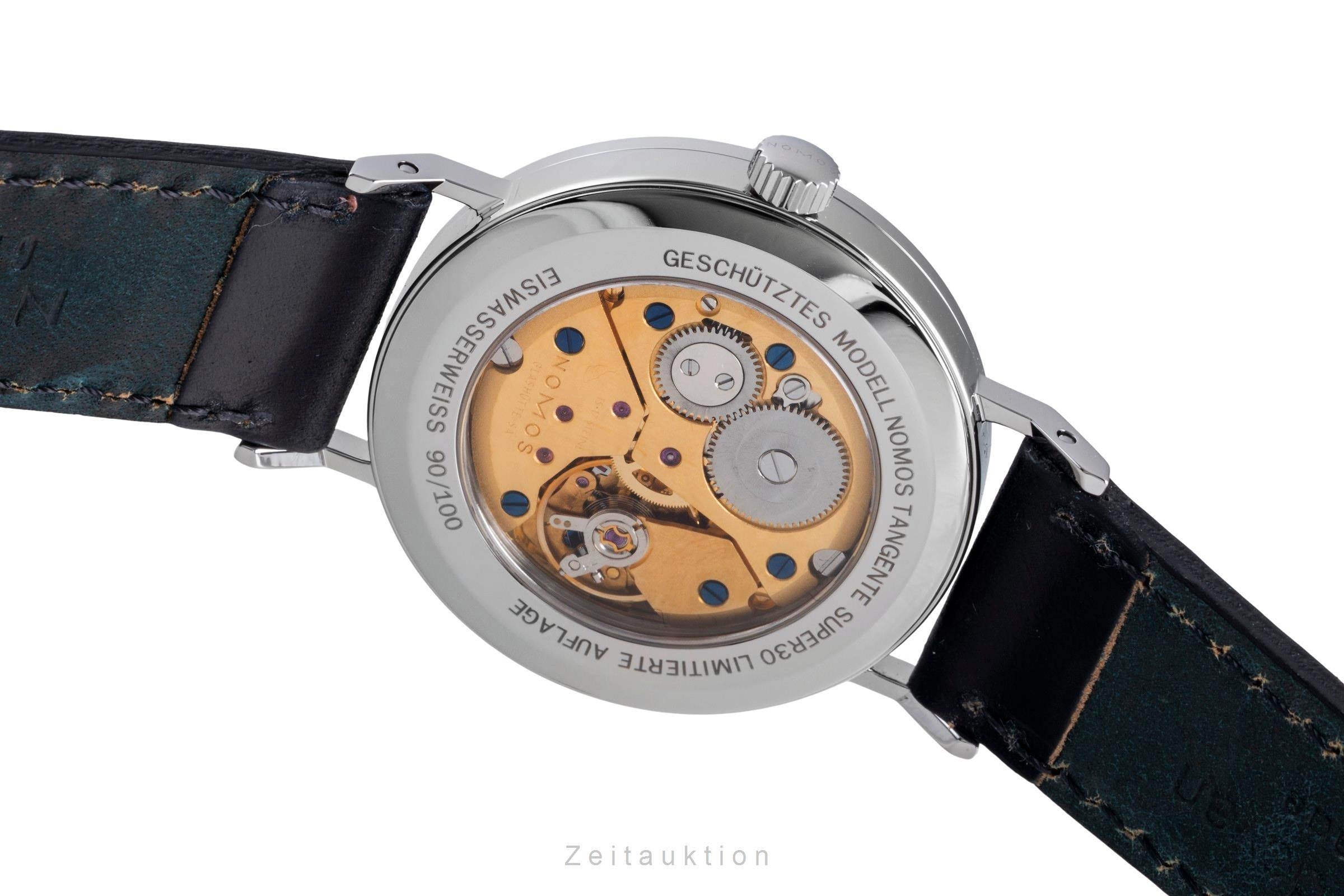 Nomos Tangente acero cuerda manual reloj para caballeros Tangente Super 30 Eiswasserweiss Limited  [2507360]