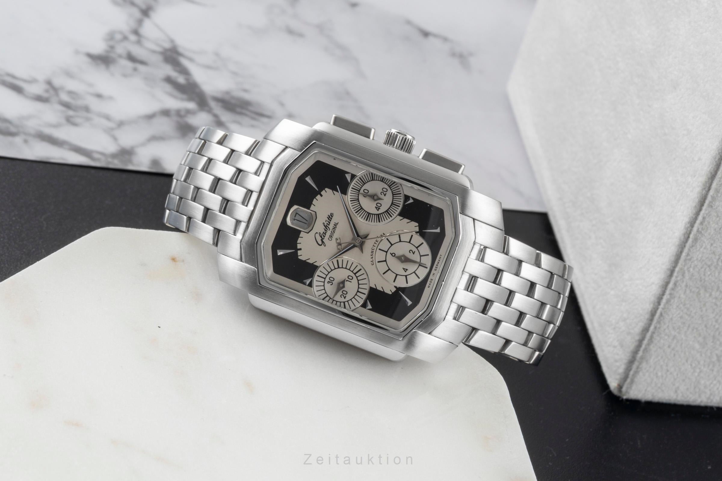 Glashütte Original Senator Karreè Edelstahl Chronograph Ref. 39-32-17-04-04 B&P [2507367]