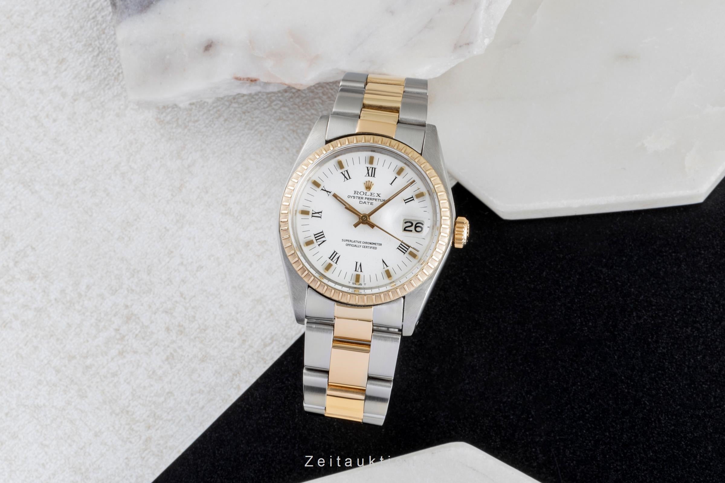 Rolex Date 34 Oyster Stahl / Gold Automatik Herrenuhr Medium Ref 1505 Klassiker [2507383]