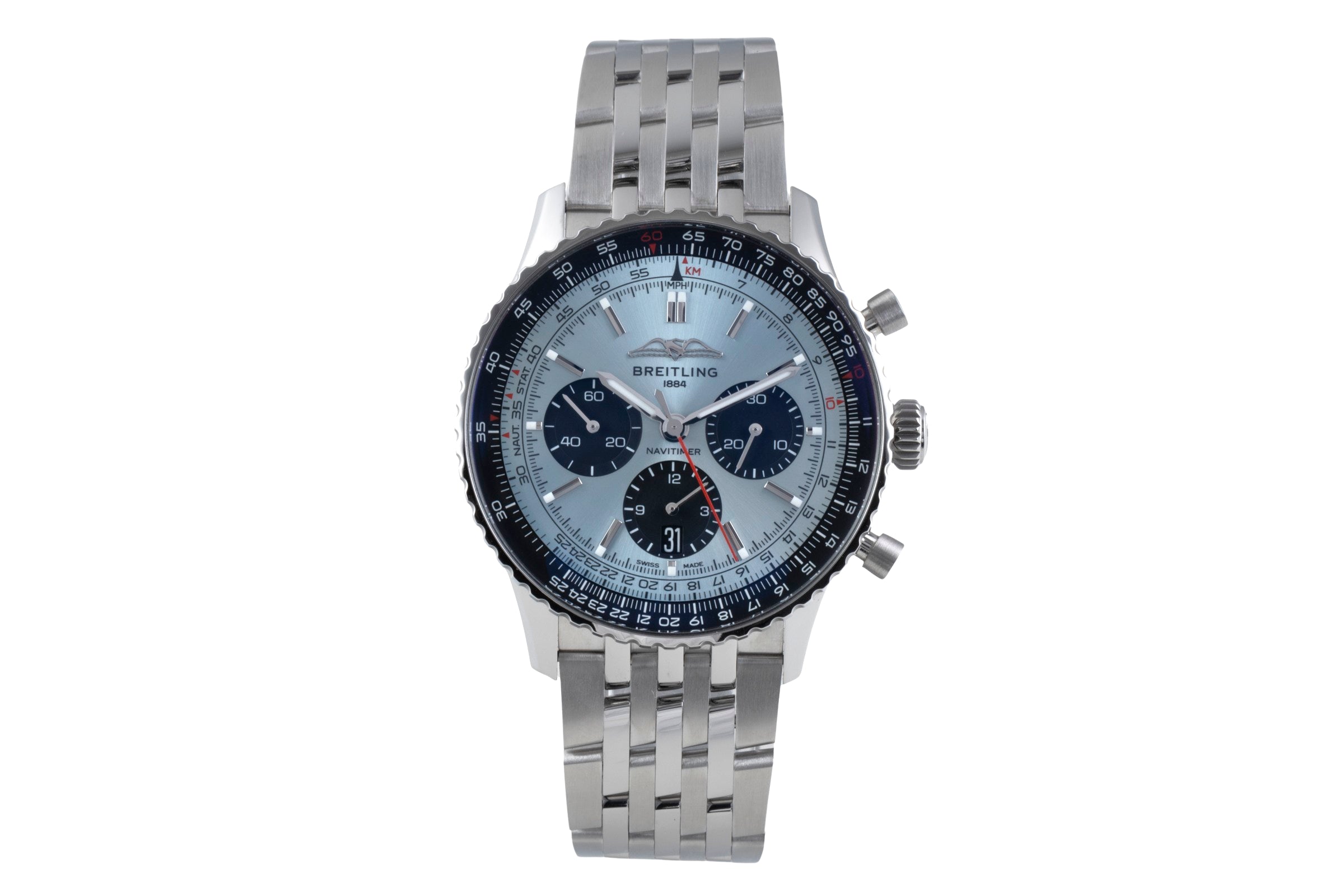 Breitling Navitimer 01 Chronograph 43 Eisblau Ref. AB0138241C1A1 B&P NP: 9850€ [2507424]