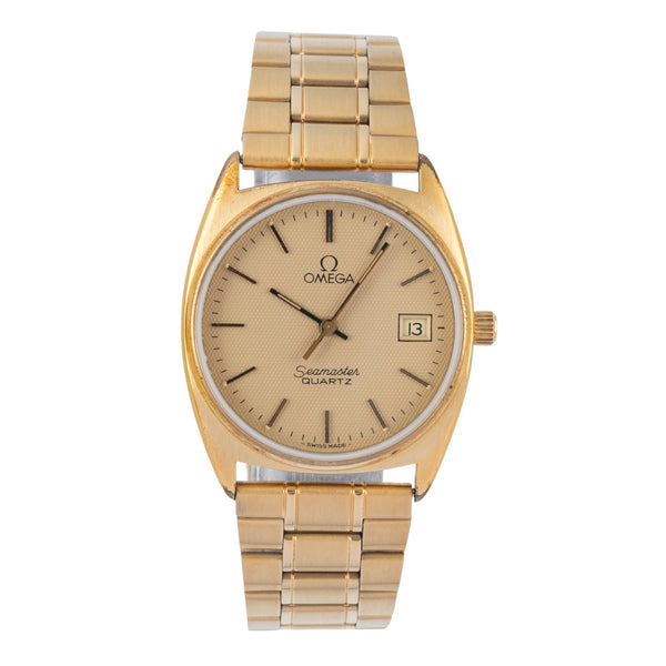 Omega Seamaster latón bañado en oro cuarzo reloj para caballeros 196.186  396.0910 Vintage  [2507431]