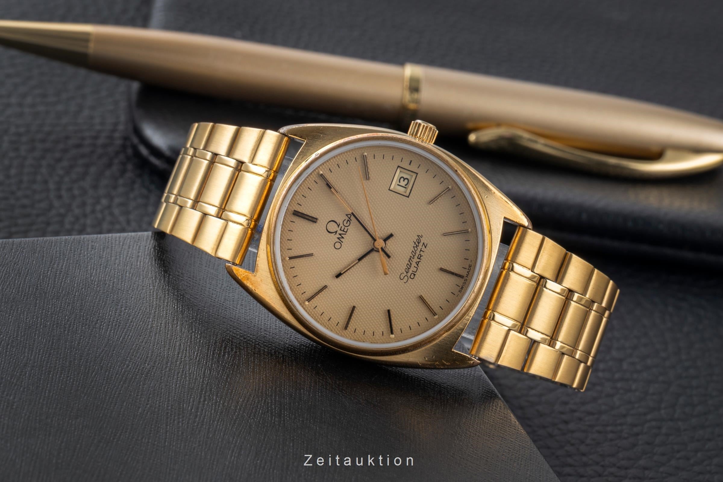 Omega Seamaster latón bañado en oro cuarzo reloj para caballeros 196.186  396.0910 Vintage  [2507431]