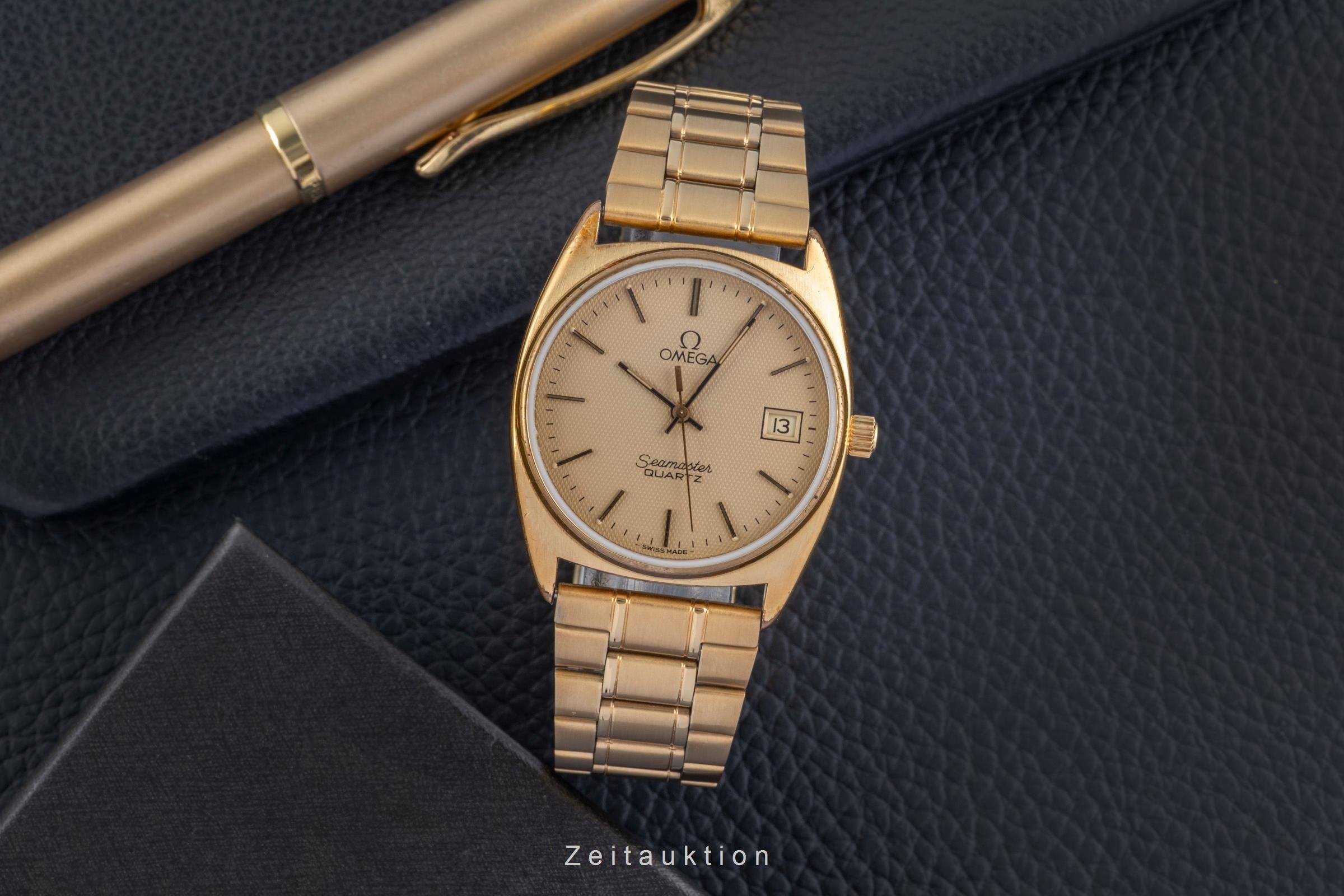 Omega Seamaster latón bañado en oro cuarzo reloj para caballeros 196.186  396.0910 Vintage  [2507431]