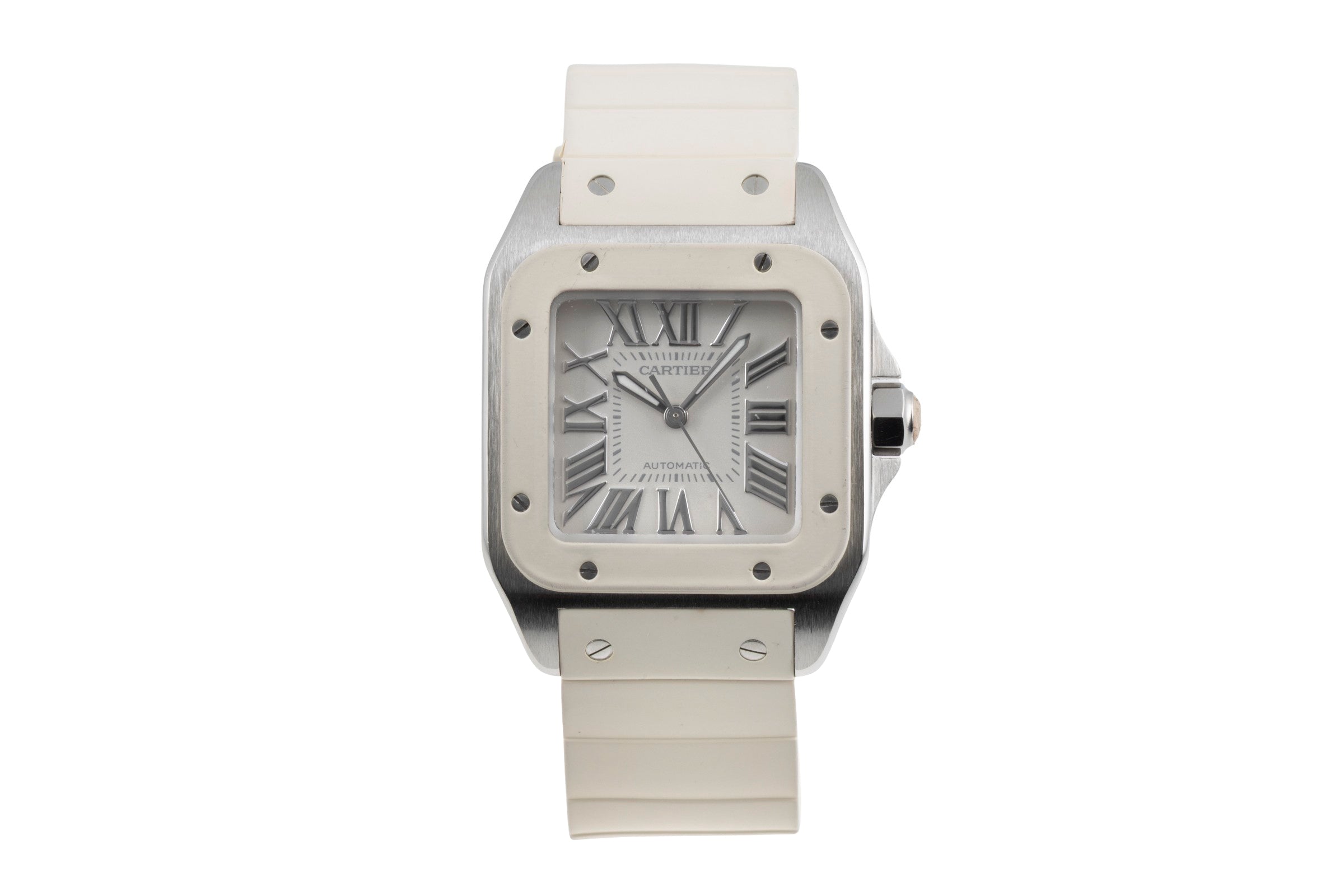 Cartier Santos 100 acero/ caucho automático reloj para caballeros W20122U2  [2507501]