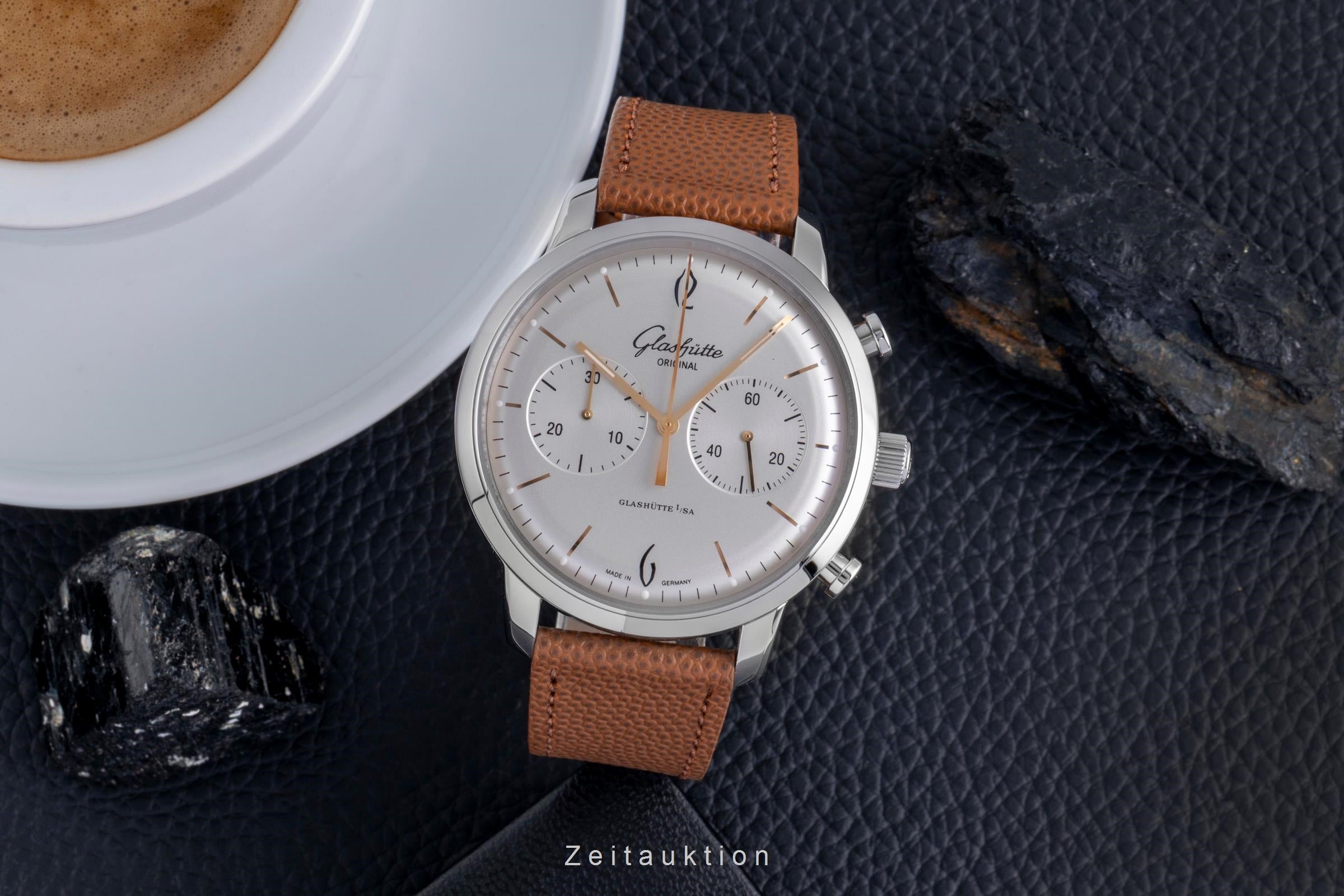 Glashütte Sixties cronografo acciaio automatismo orologio da uomo 1-39-34-03-22-04 LP: 8800EUR  [2507536]