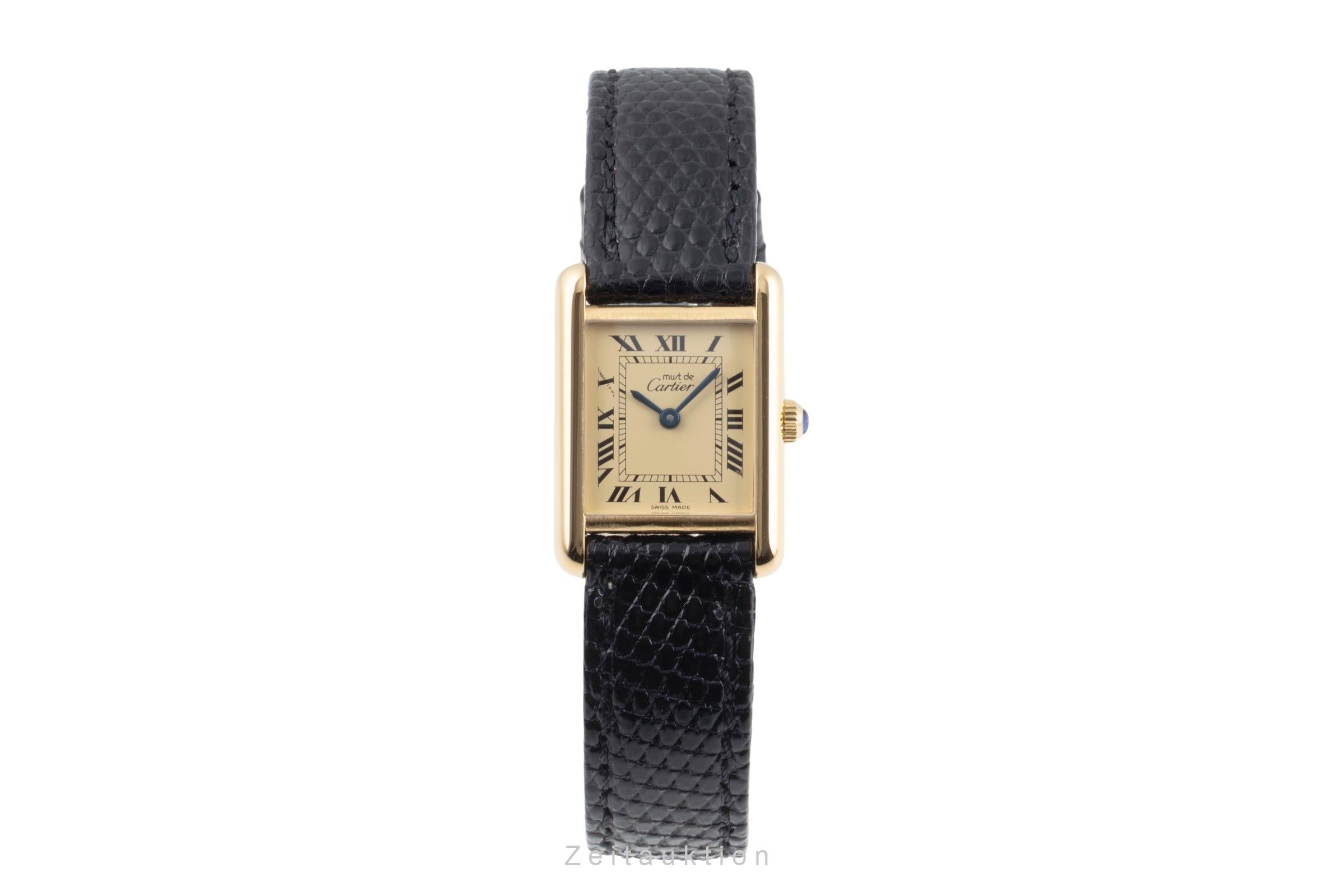 Cartier Tank silver-gilt manual winding women's watch Vintage  [2600037]