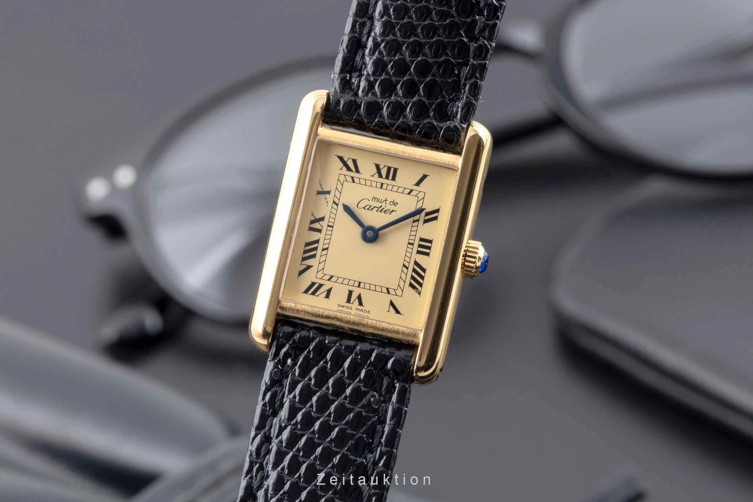 Cartier Tank silver-gilt manual winding women's watch Vintage  [2600037]