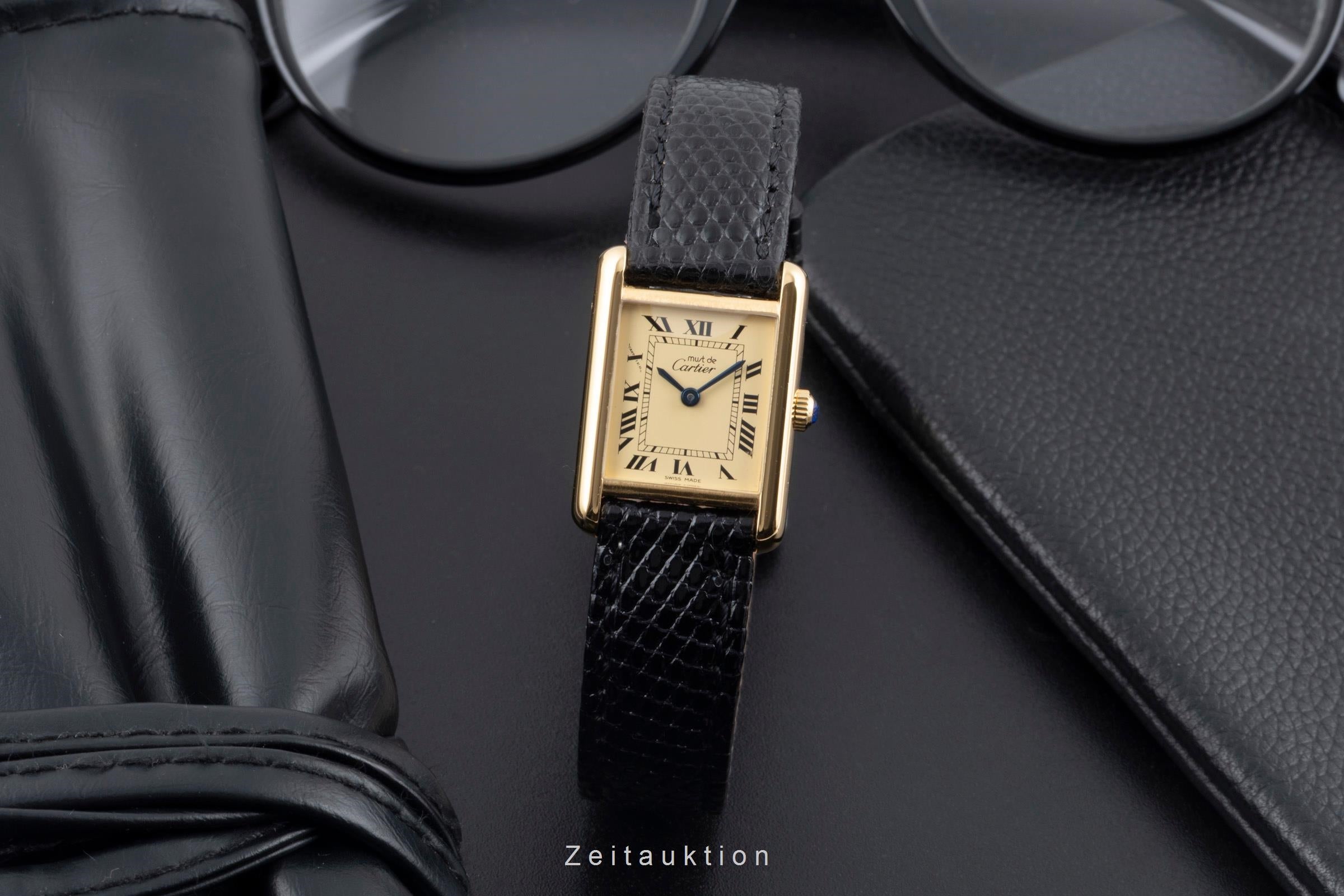 Cartier Tank silver-gilt manual winding women's watch Vintage  [2600037]