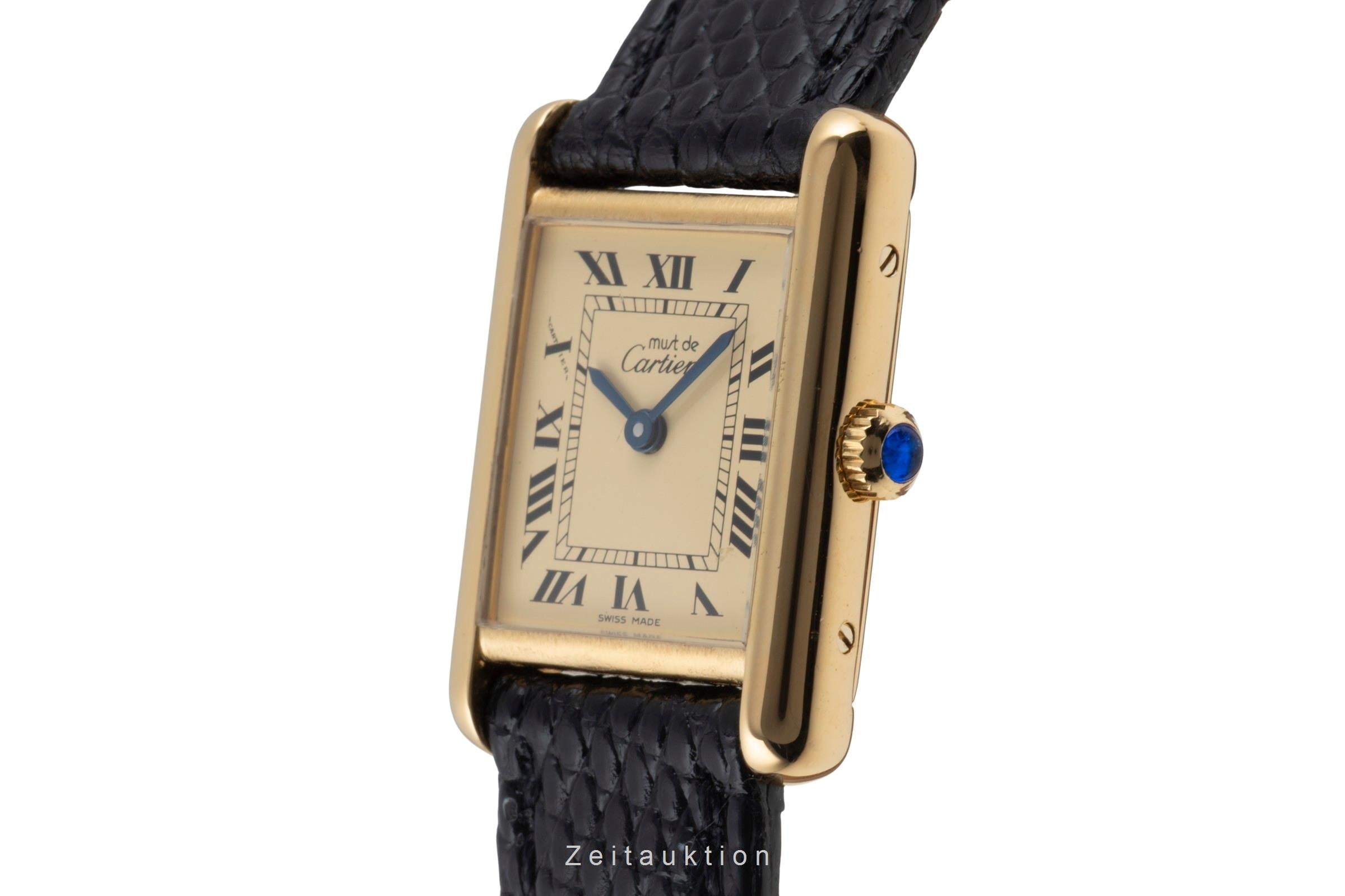 Cartier Tank silver-gilt manual winding women's watch Vintage  [2600037]