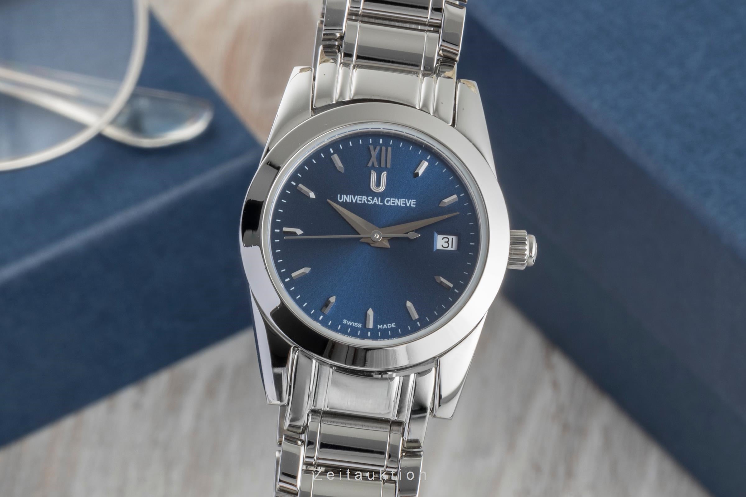 Universal Geneve Ble Sunburst Dial Stahl Quarz Damenuhr Ref. 818.610  [2600038]