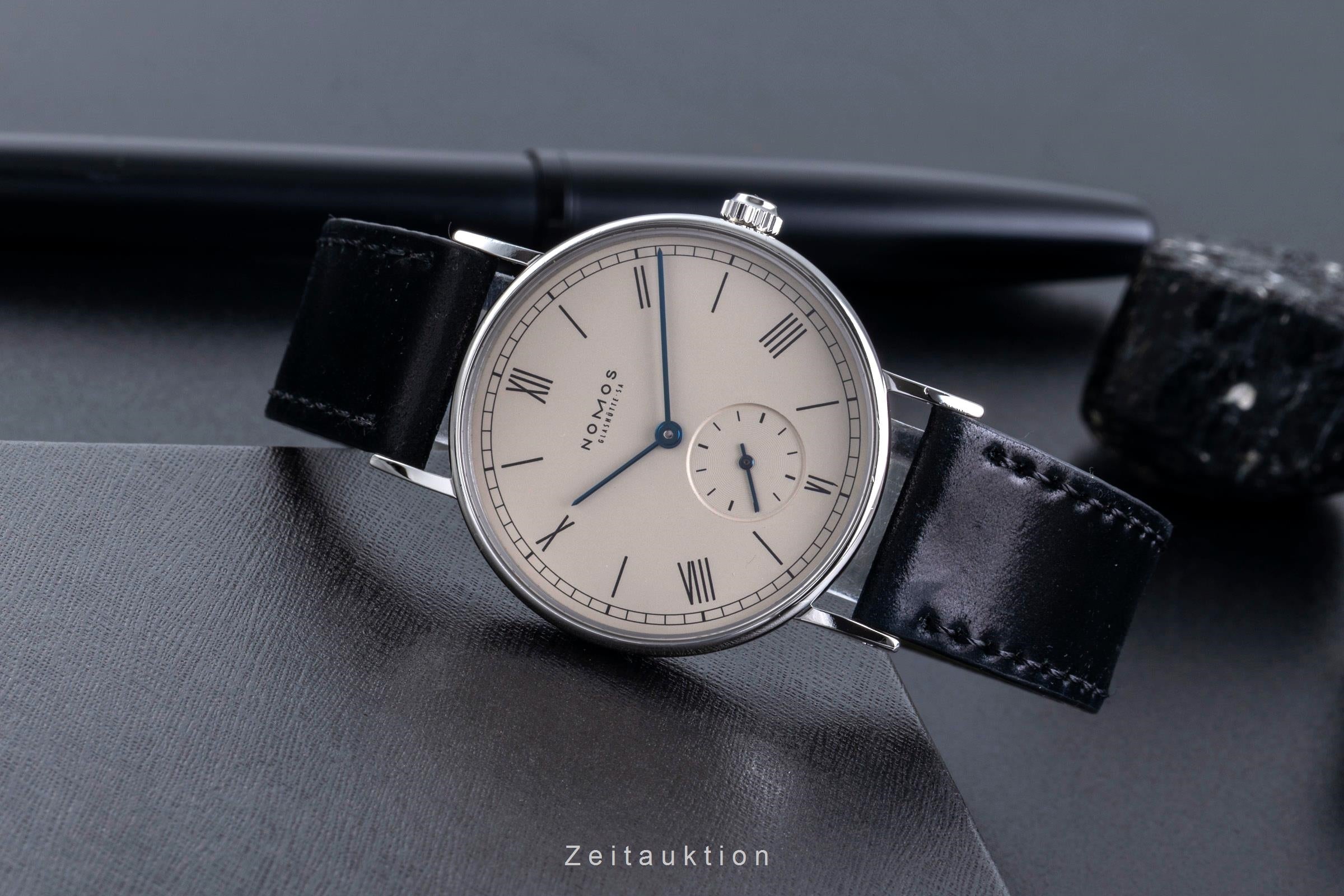 Nomos Ludwig 35 Edelstahl Handaufzug Herrenuhr Ref. 201 Box & Papiere 2008  [2600041]