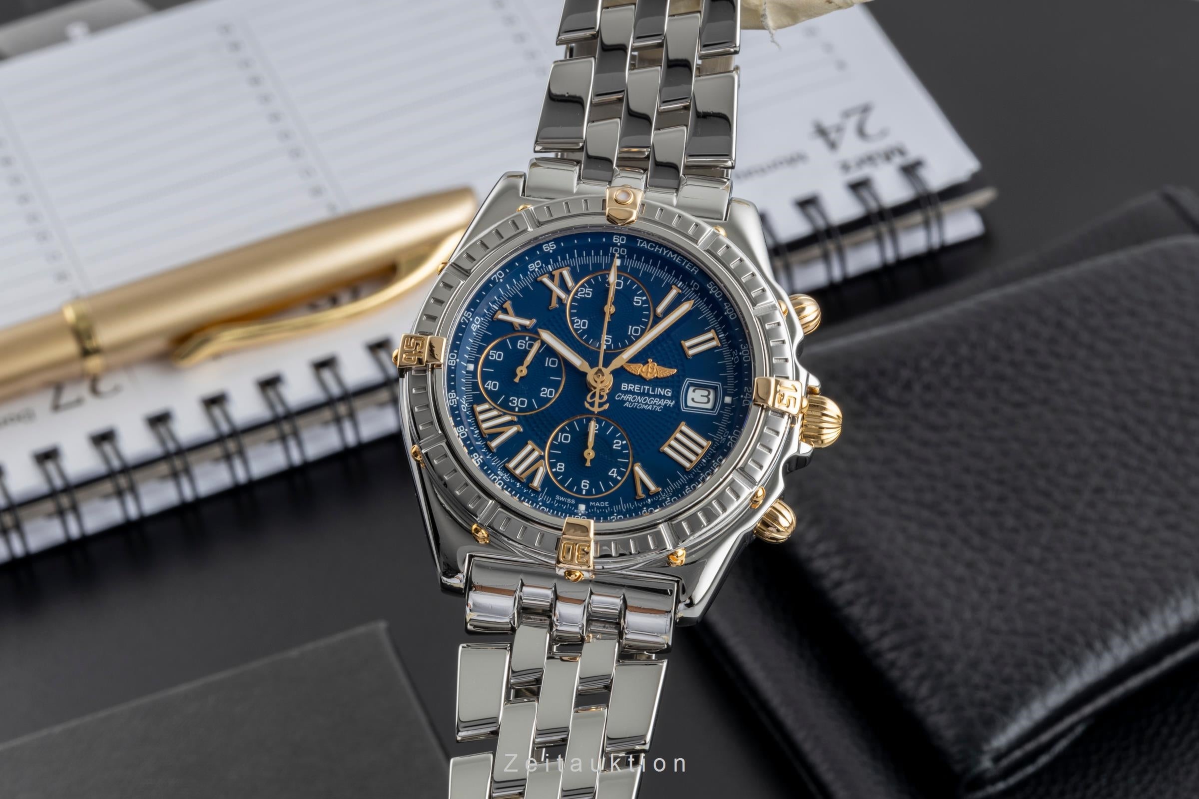Breitling Crosswind Chronograph Stahl / Gold Automatik Herrenuhr B13055 B&P 1999 [2600042]