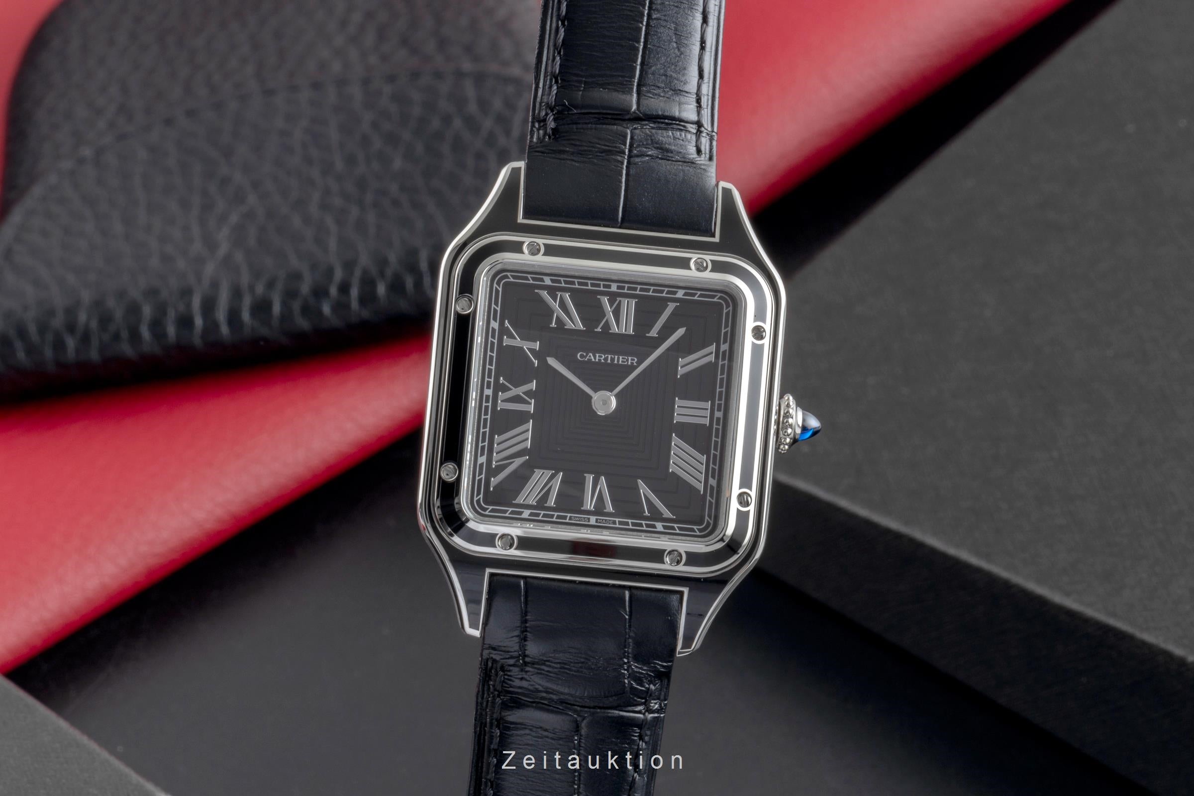 Cartier Santos Dumont Black Lacquer Handaufzug Herrenuhr Ref. WSSA0046 B&P 2025 [2600117]