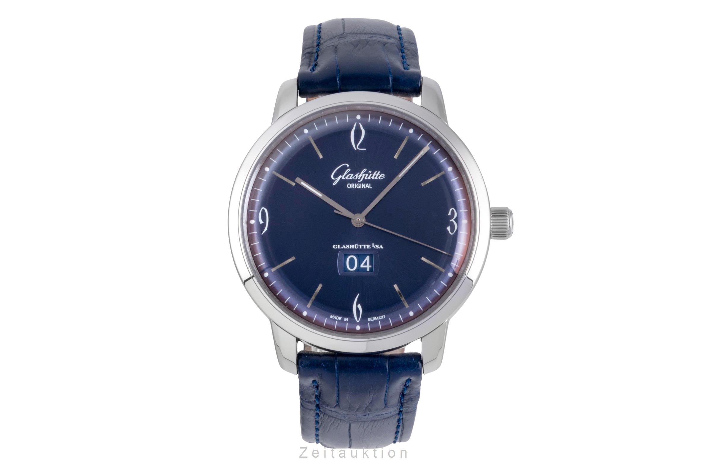 Glashütte Senator Sixties Panoramadatum Automatik Stahl Ref 2-39-47-06-02-04 B&P [2600122]