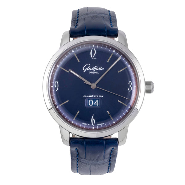 Glashütte Senator Sixties Panoramadatum Automatik Stahl Ref 2-39-47-06-02-04 B&P [2600122]