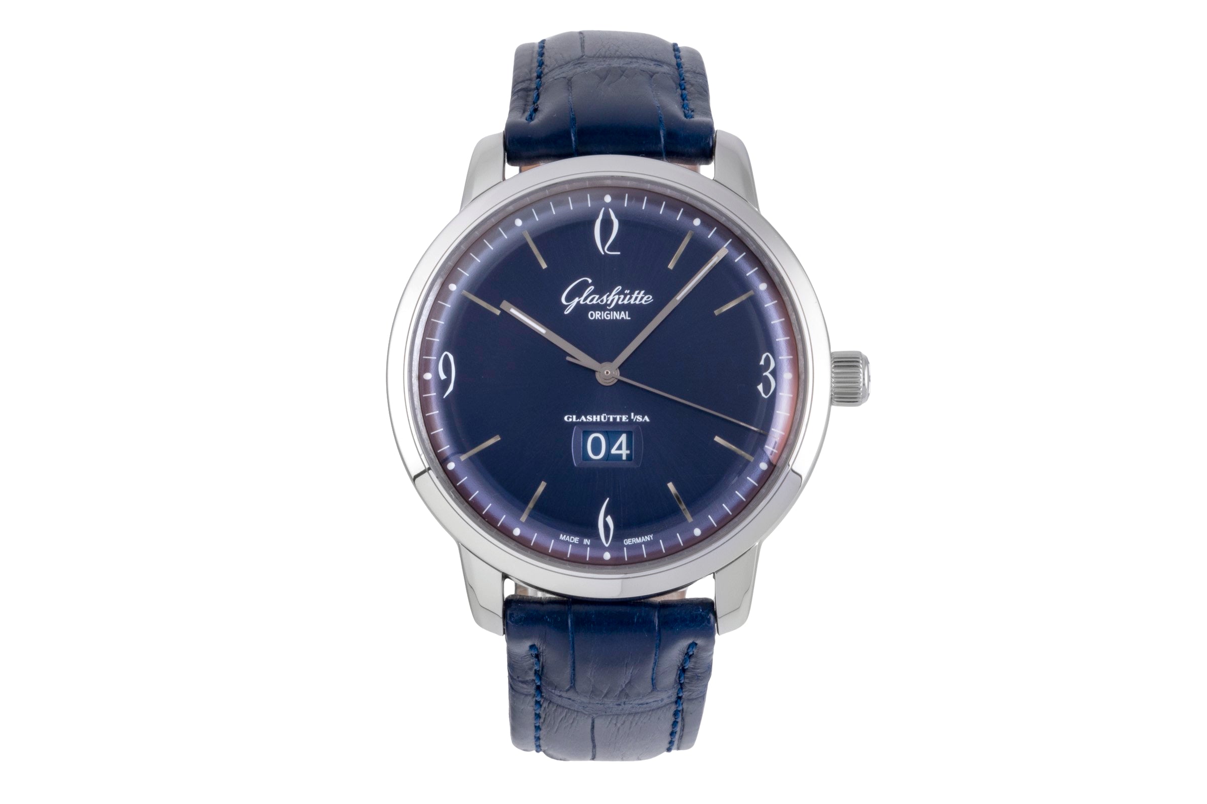 Glashütte Senator Sixties Panoramadatum Automatik Stahl Ref 2-39-47-06-02-04 B&P [2600122]