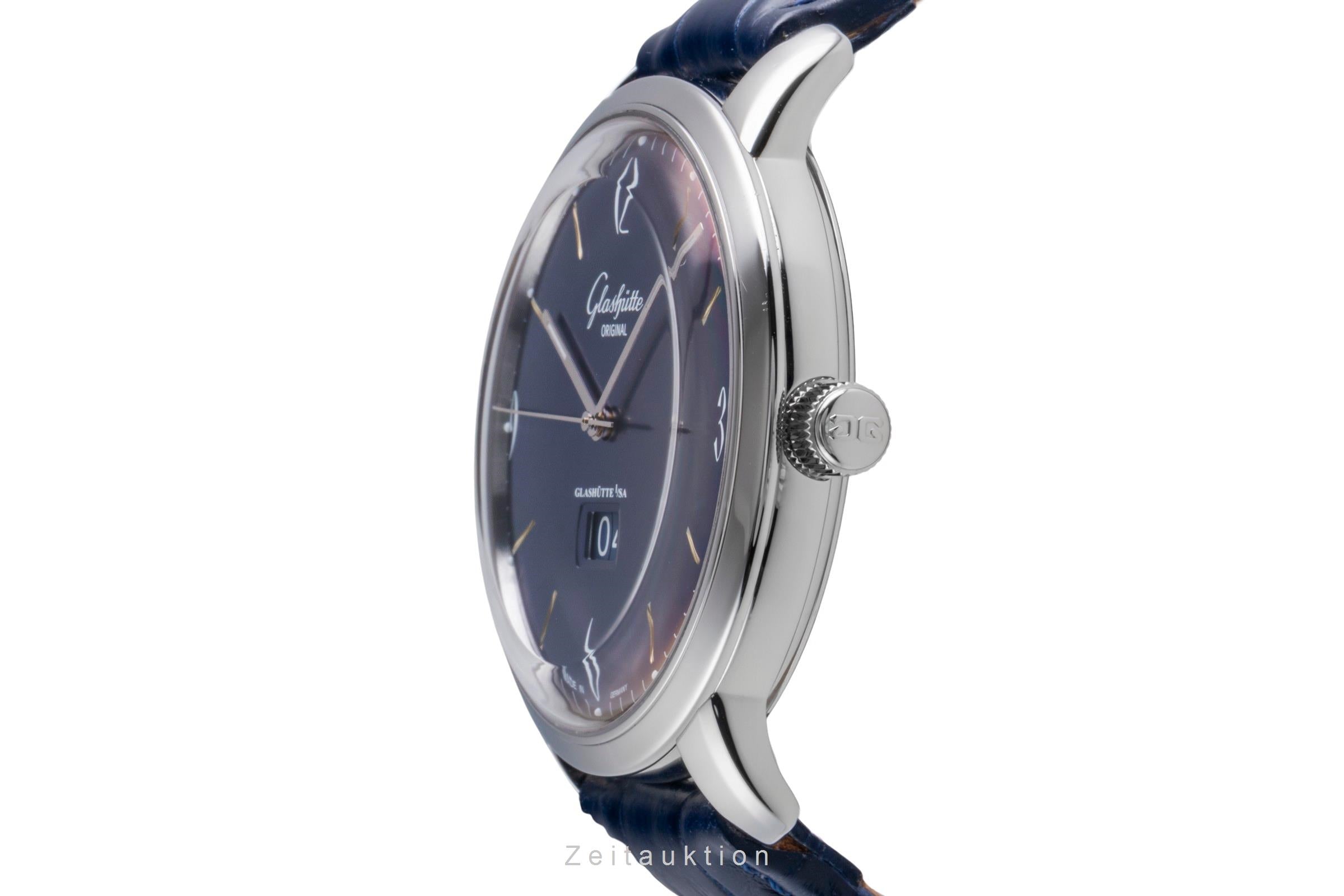 Glashütte Senator Sixties Panoramadatum Automatik Stahl Ref 2-39-47-06-02-04 B&P [2600122]