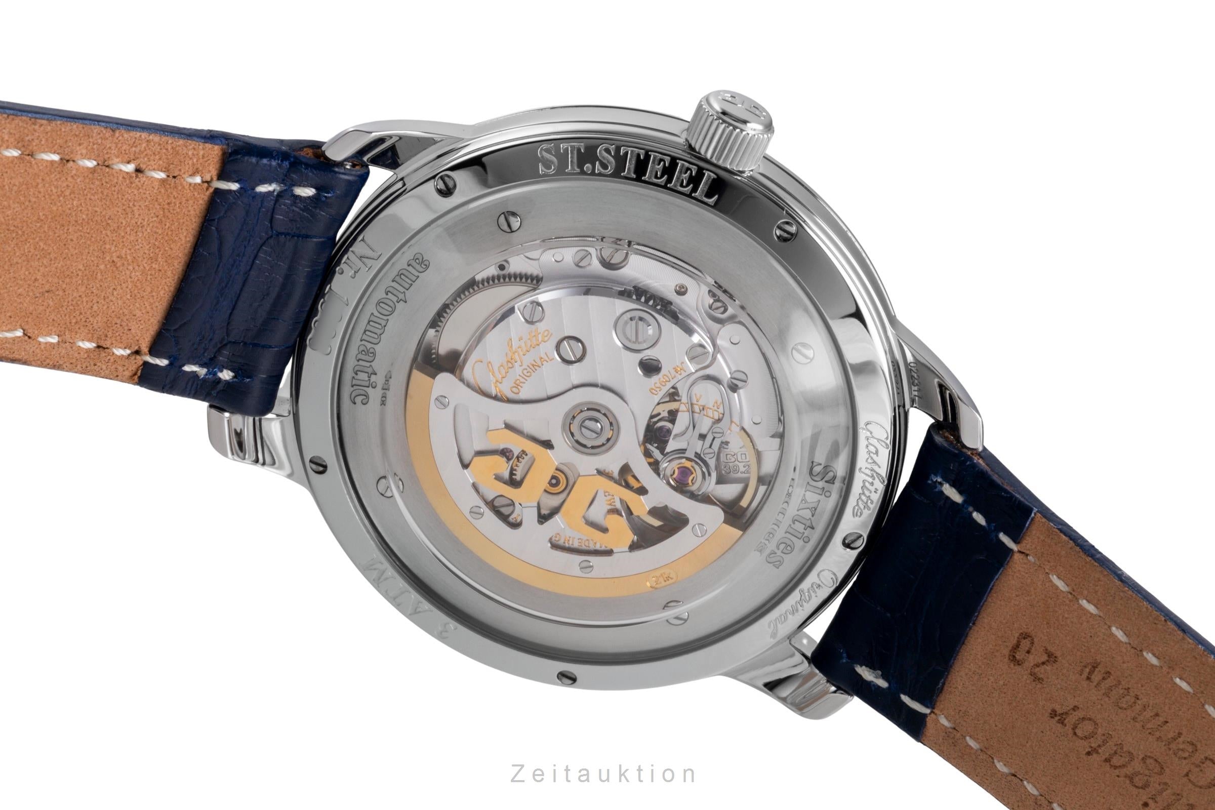 Glashütte Senator Sixties Panoramadatum Automatik Stahl Ref 2-39-47-06-02-04 B&P [2600122]