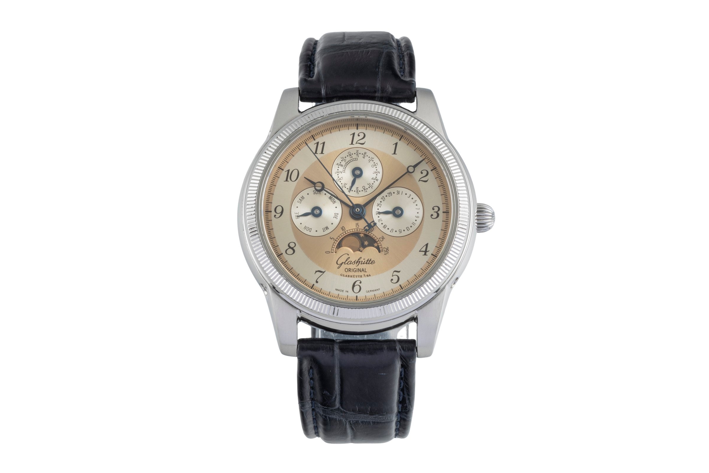 Glashütte 1845 Stahl Handaufzug Herrenuhr Ref. 1-49-01-03-01-04 B&P 1998 [2600151]