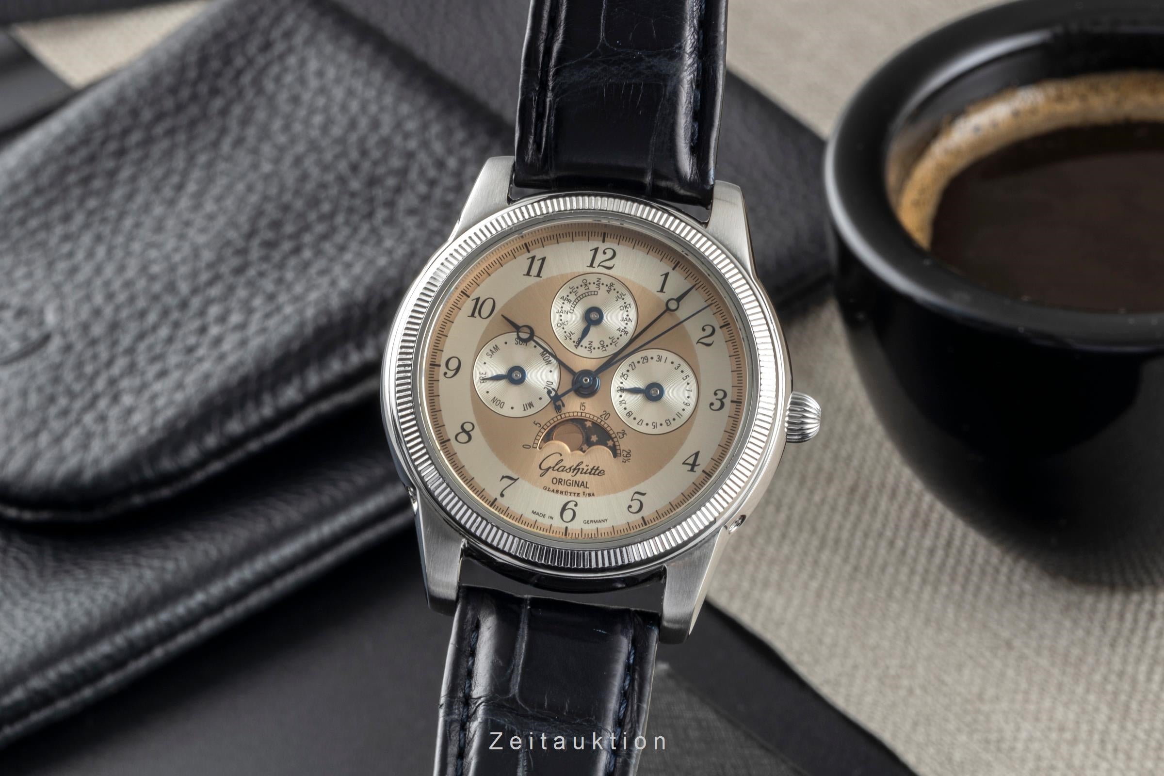 Glashütte 1845 Stahl Handaufzug Herrenuhr Ref. 1-49-01-03-01-04 B&P 1998 [2600151]