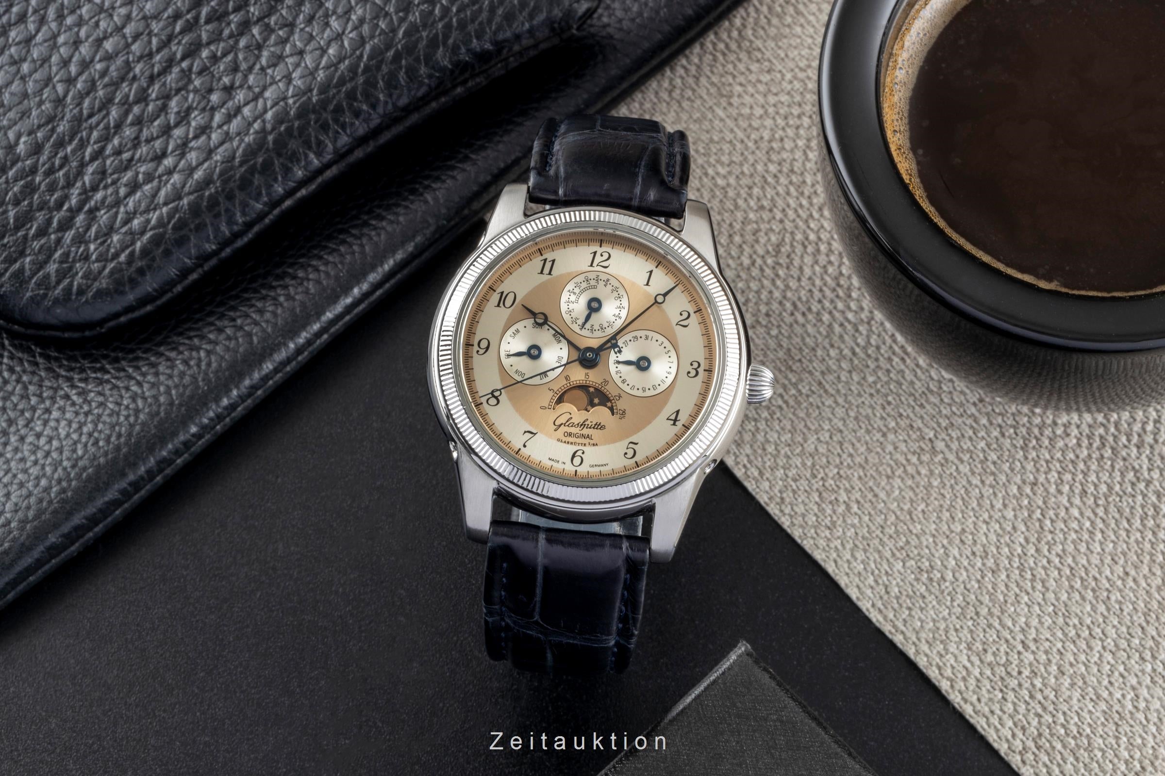 Glashütte 1845 Stahl Handaufzug Herrenuhr Ref. 1-49-01-03-01-04 B&P 1998 [2600151]