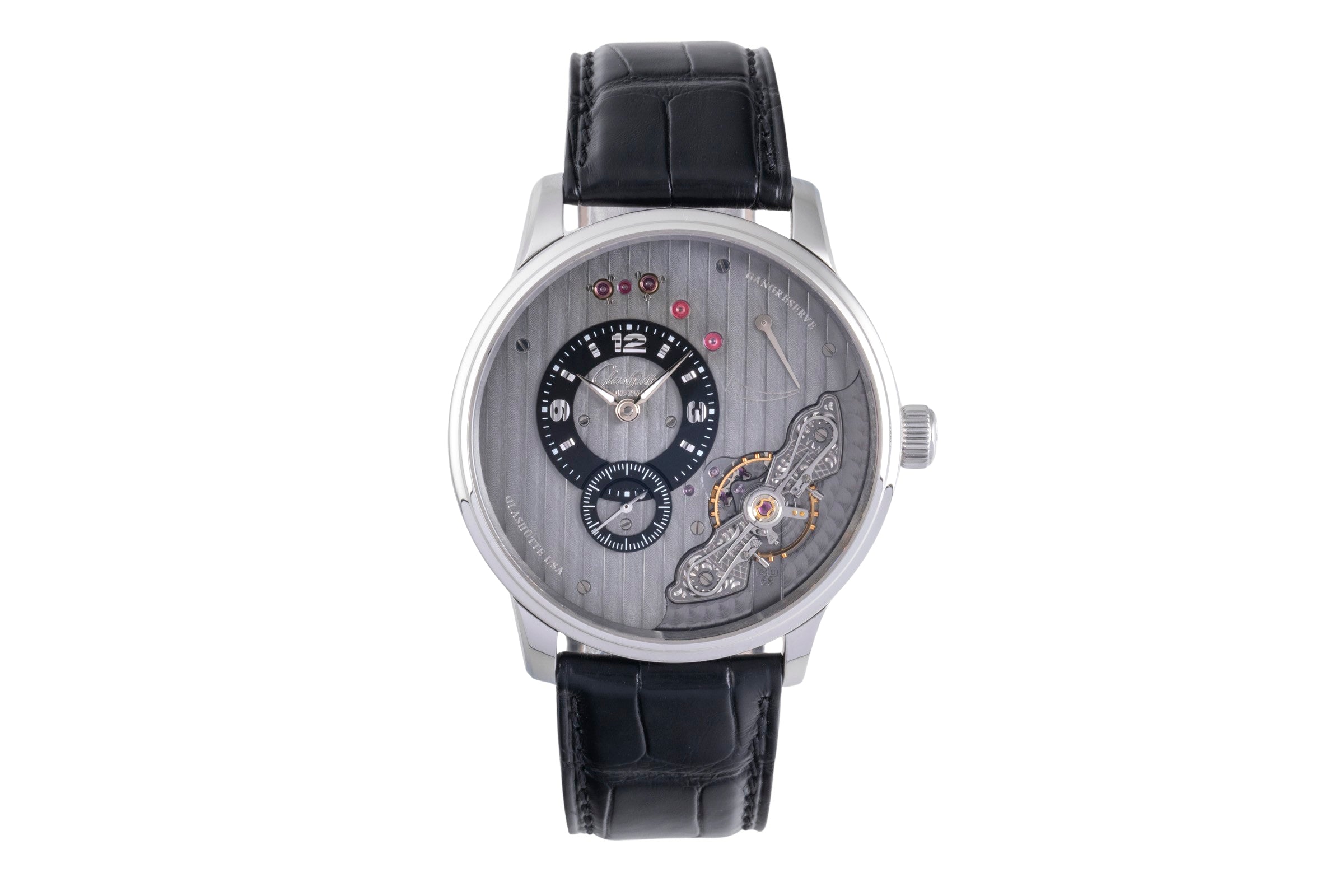 Glashütte PanoInverse XL steel manual winding Kal. GO 66 Ref. 1-66