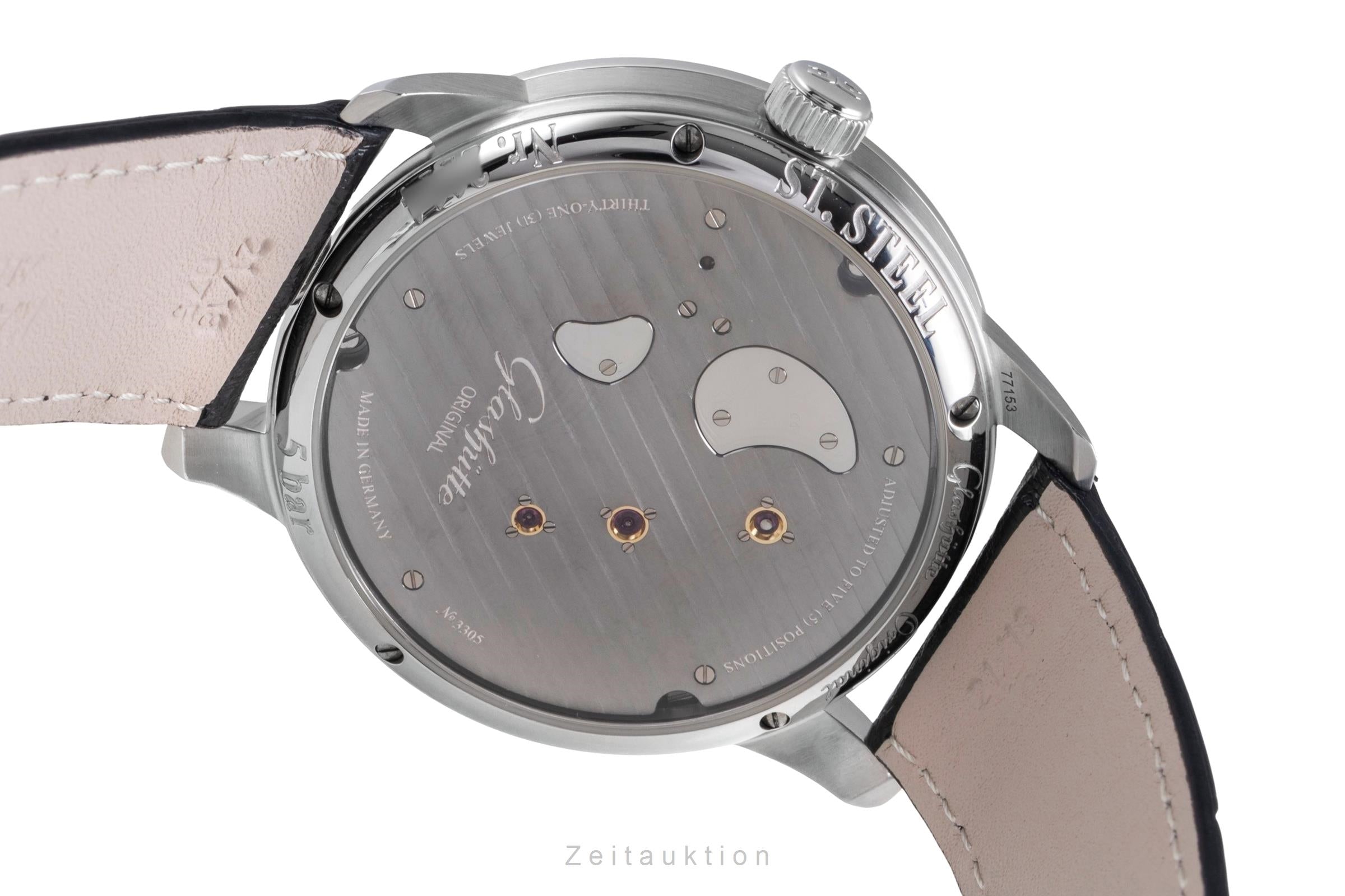 Glashütte PanoInverse XL steel manual winding Kal. GO 66 Ref. 1-66