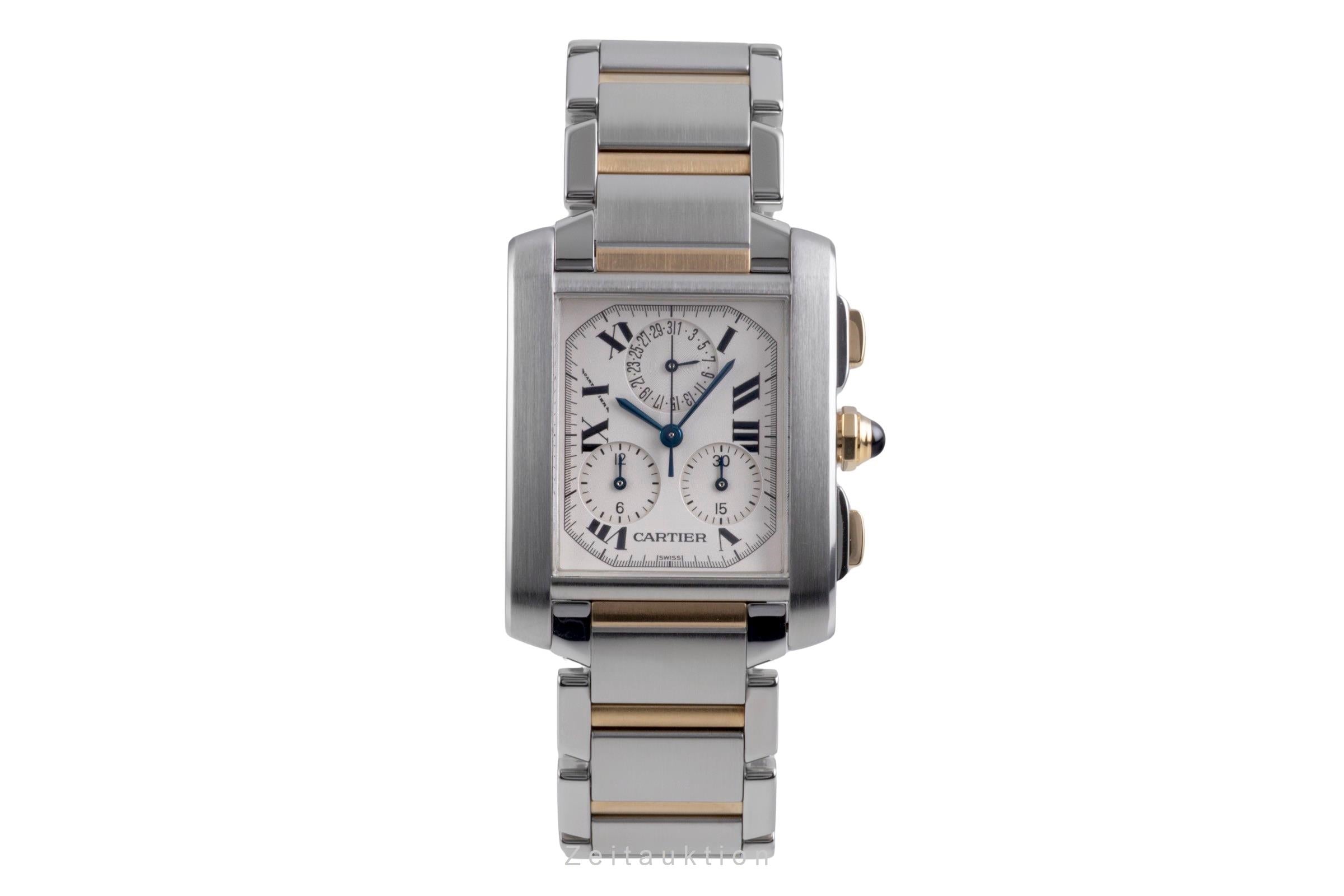 Cartier Tank Francaise chronograph steel / gold quartz men's watch W51004Q4  [2600206]