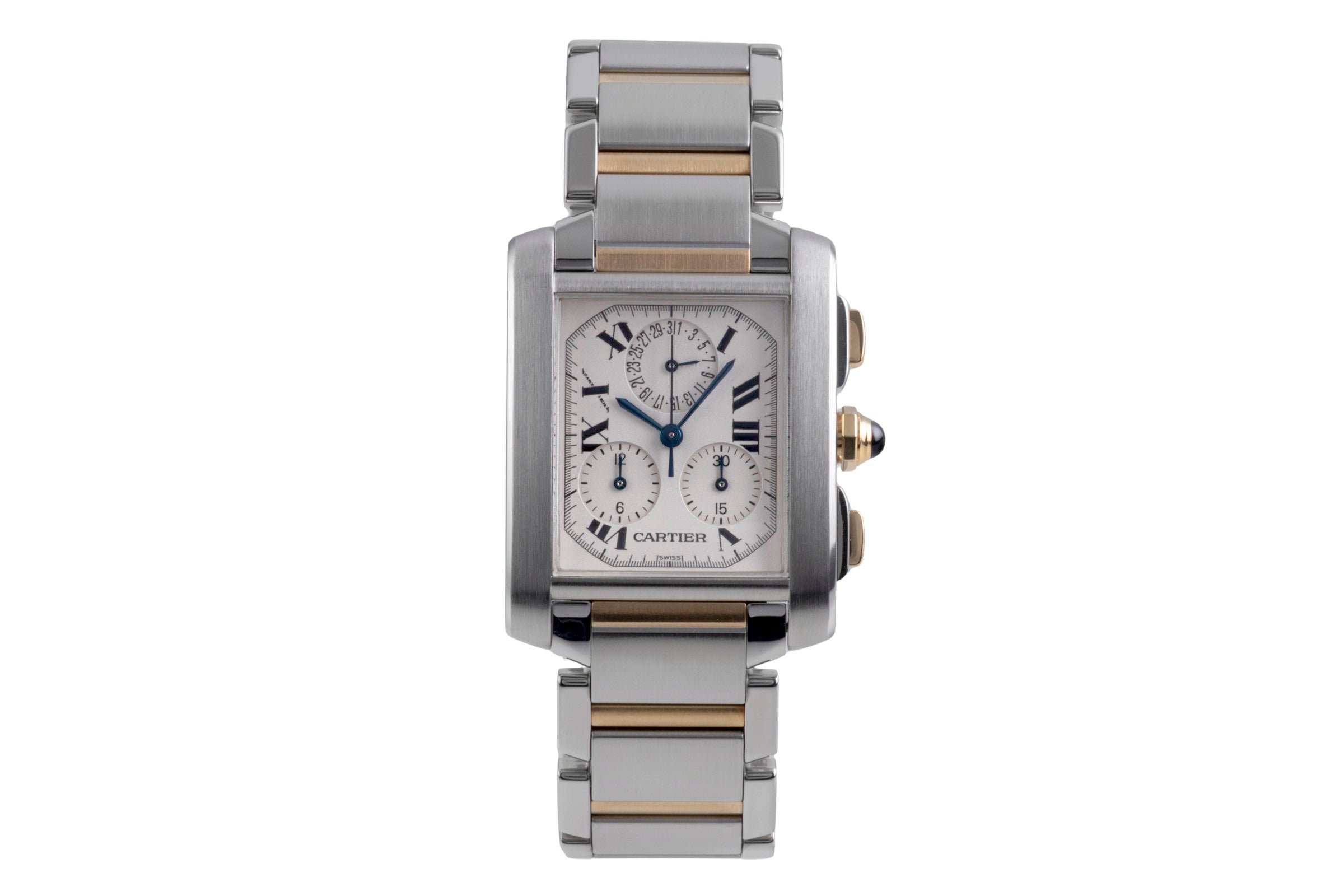 Cartier Tank Francaise chronograph steel / gold quartz men's watch W51004Q4  [2600206]