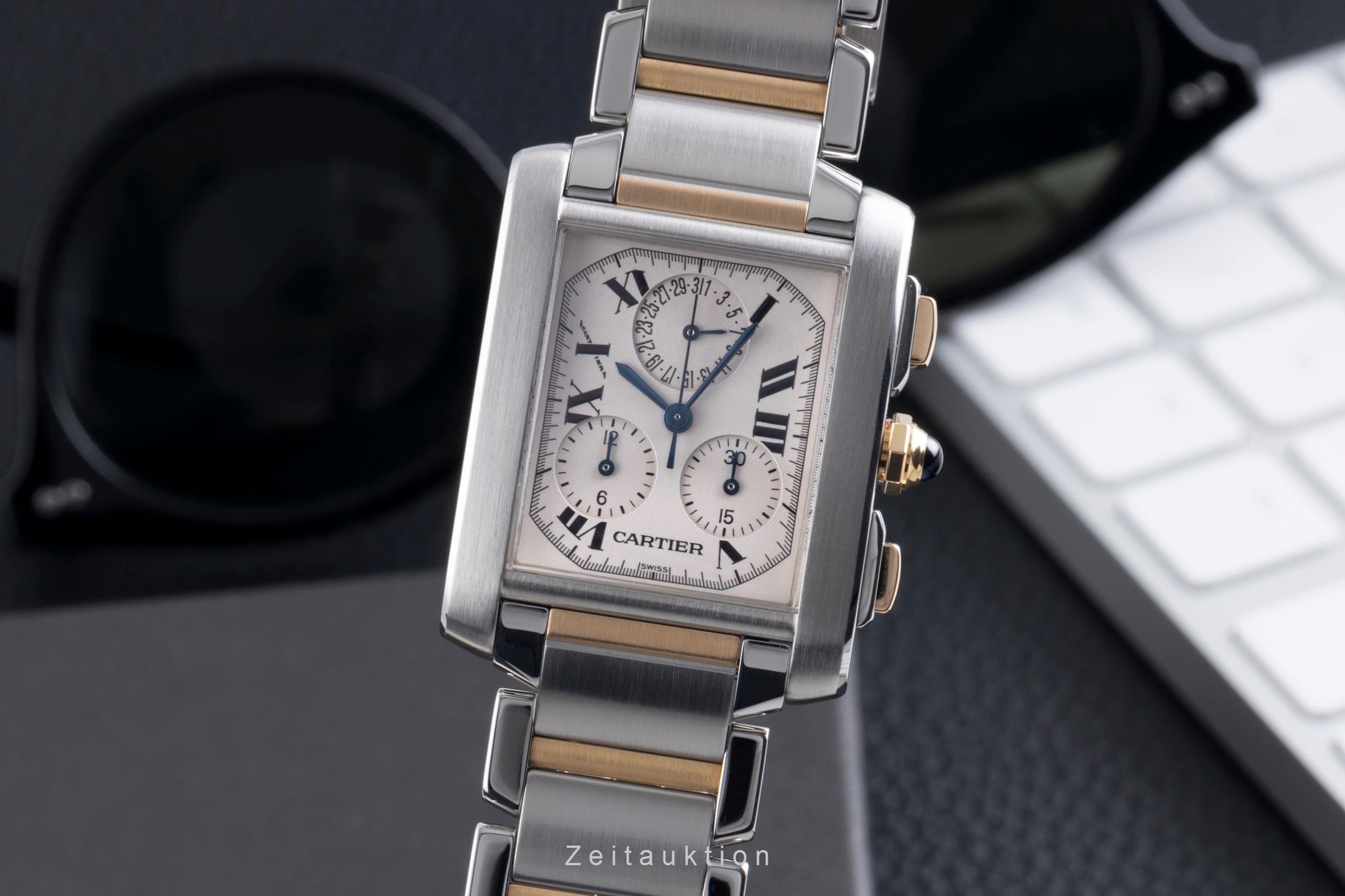 Cartier Tank Francaise chronograph steel / gold quartz men's watch W51004Q4  [2600206]