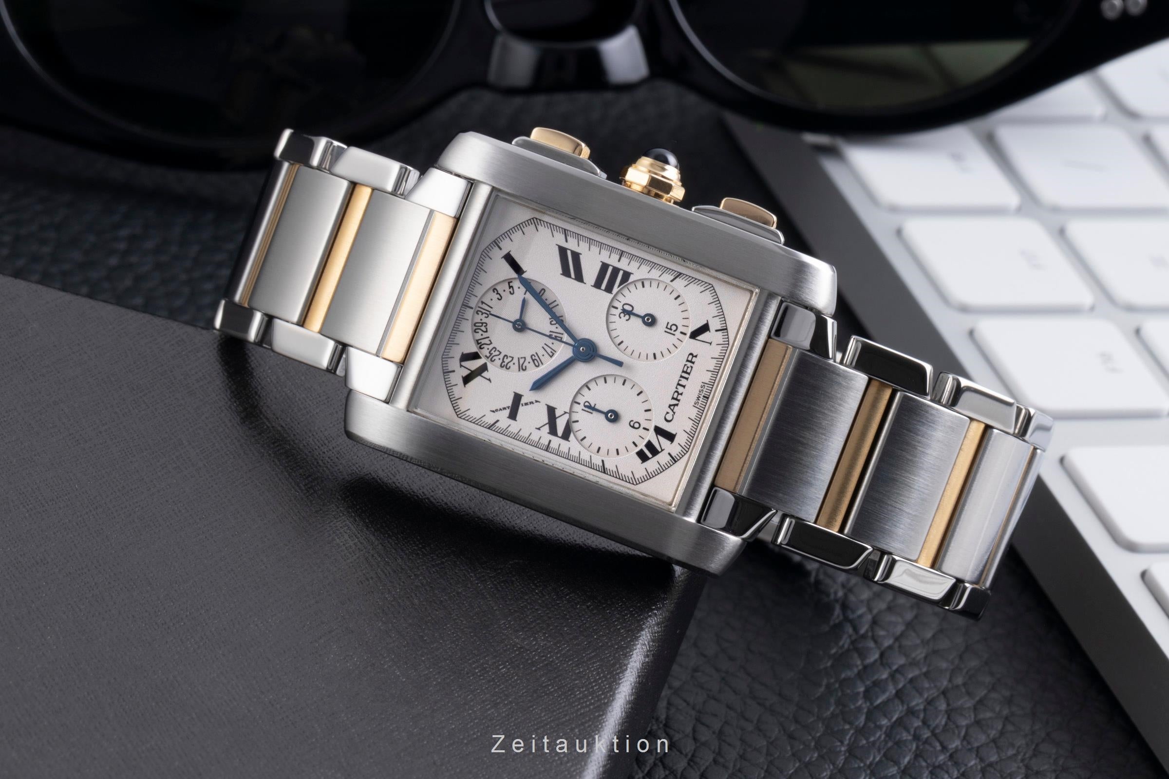 Cartier Tank Francaise chronograph steel / gold quartz men's watch W51004Q4  [2600206]