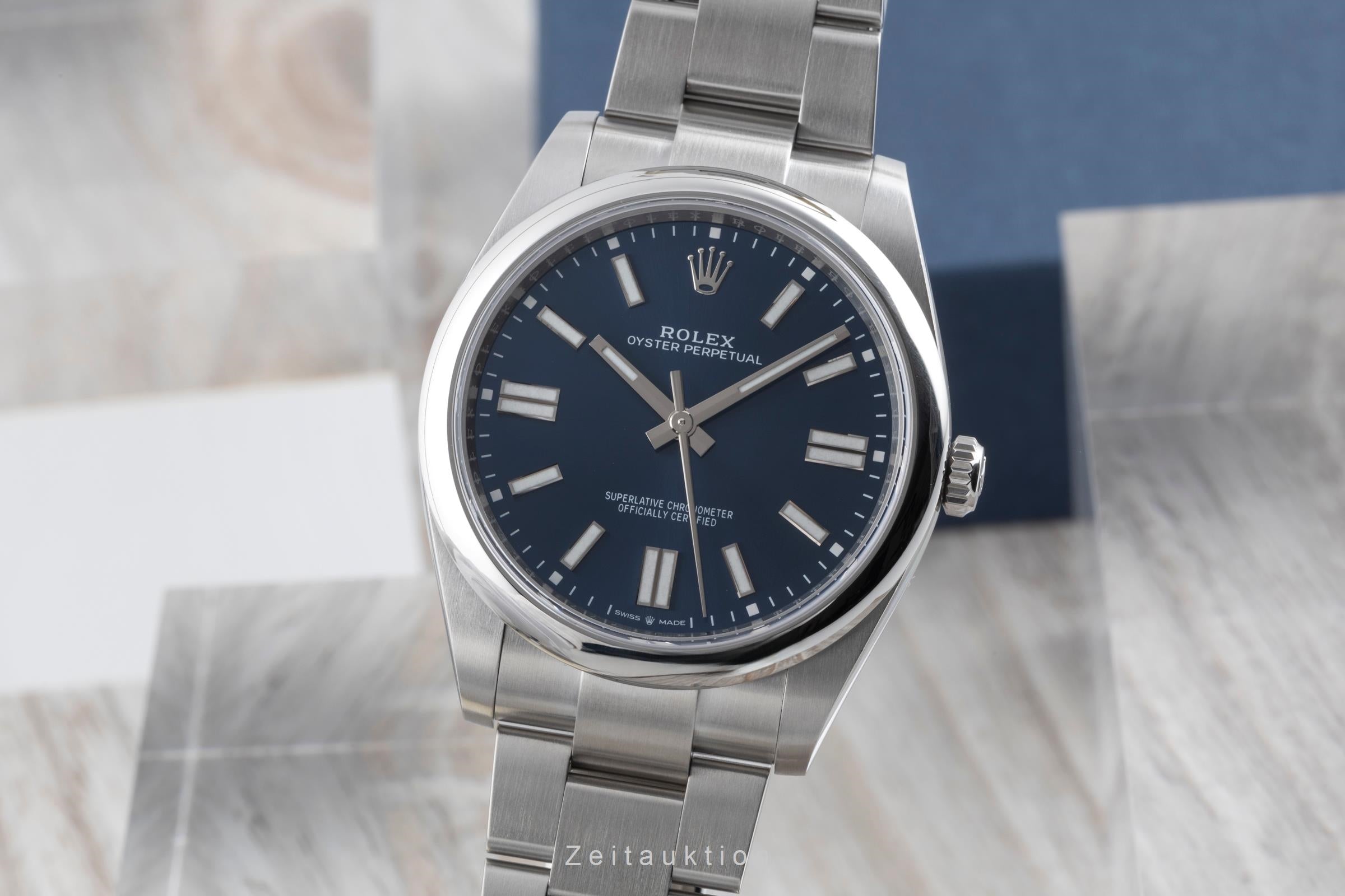 Rolex Oyster Perpetual Blue Dial Stahl Automatik Herren Ref. 124300 B&P 2025 [2600209]
