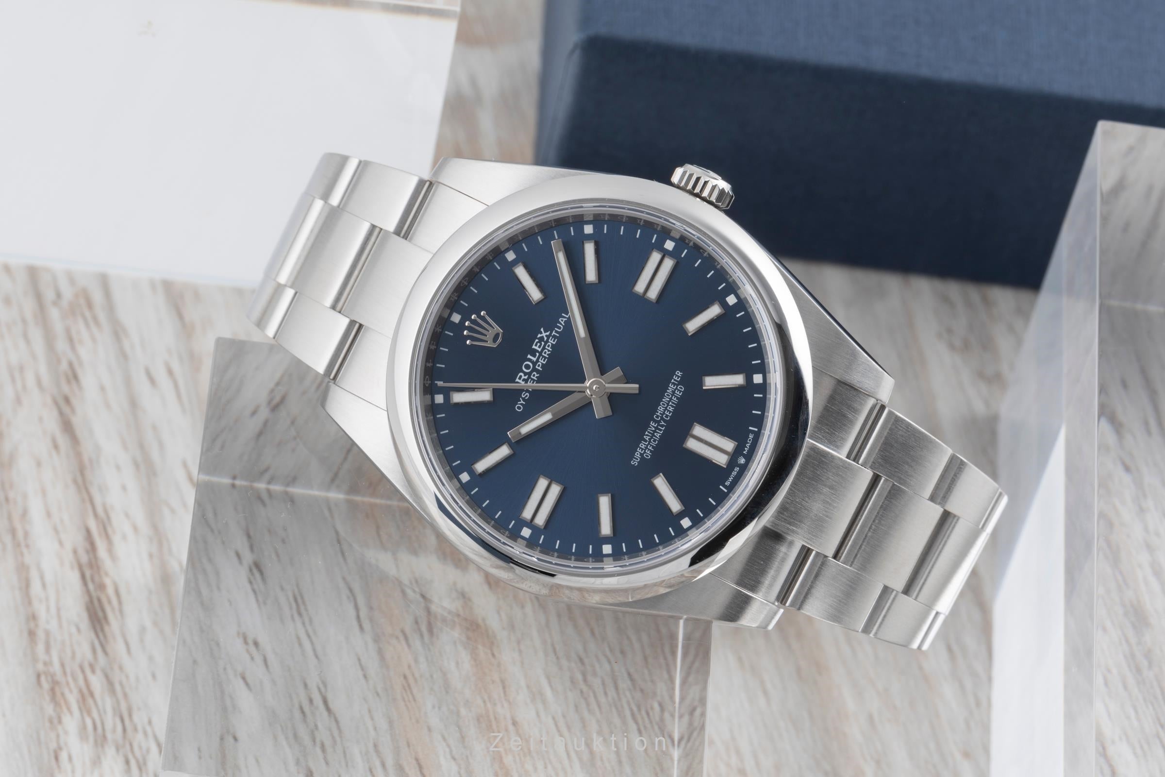 Rolex Oyster Perpetual Blue Dial Stahl Automatik Herren Ref. 124300 B&P 2025 [2600209]