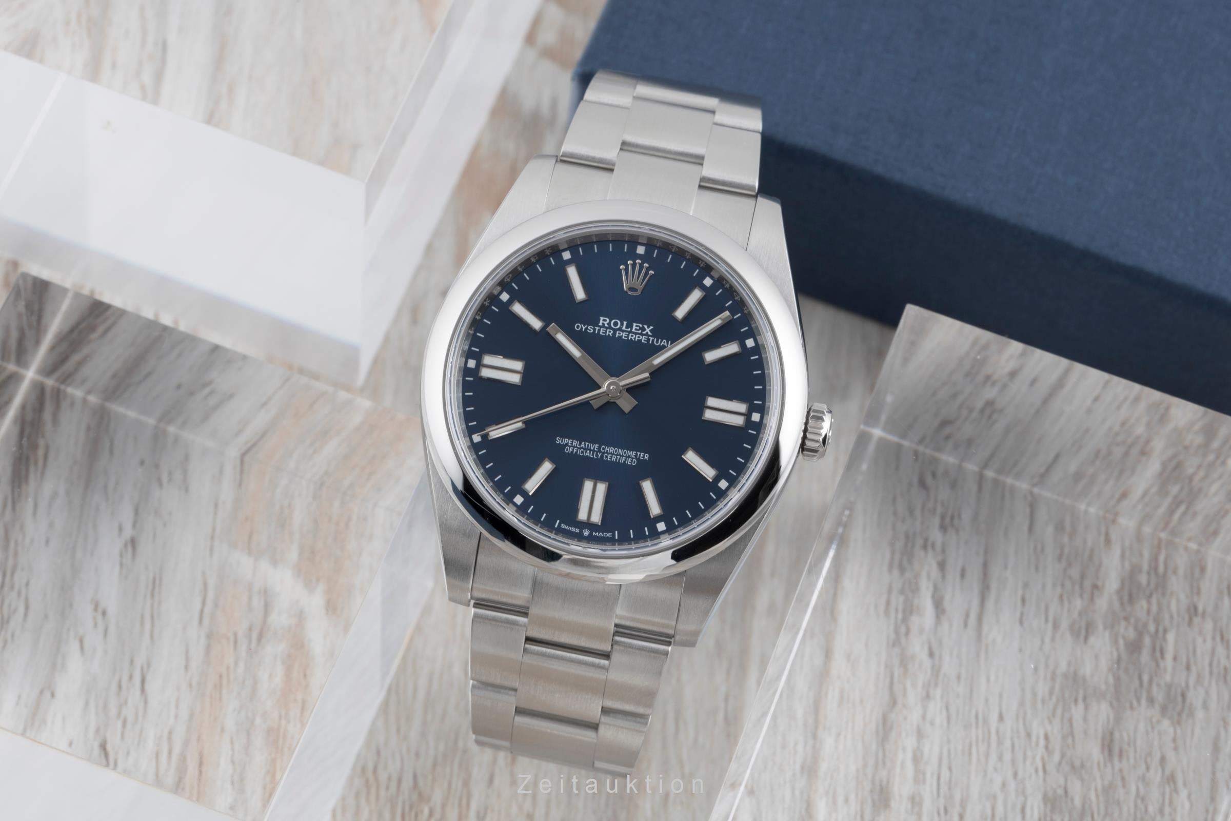 Rolex Oyster Perpetual Blue Dial Stahl Automatik Herren Ref. 124300 B&P 2025 [2600209]