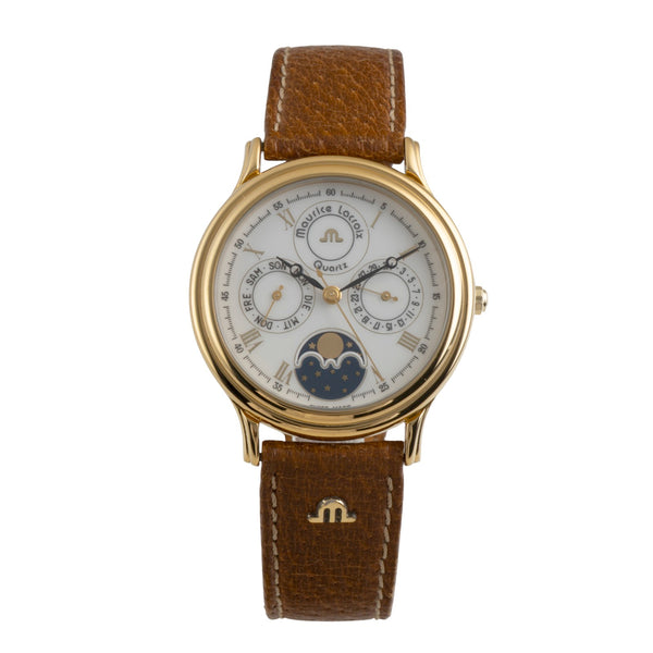 Maurice Lacroix Kalender Messing vergoldet Quarz Herrenuhr Ref. 33998  [2600212]