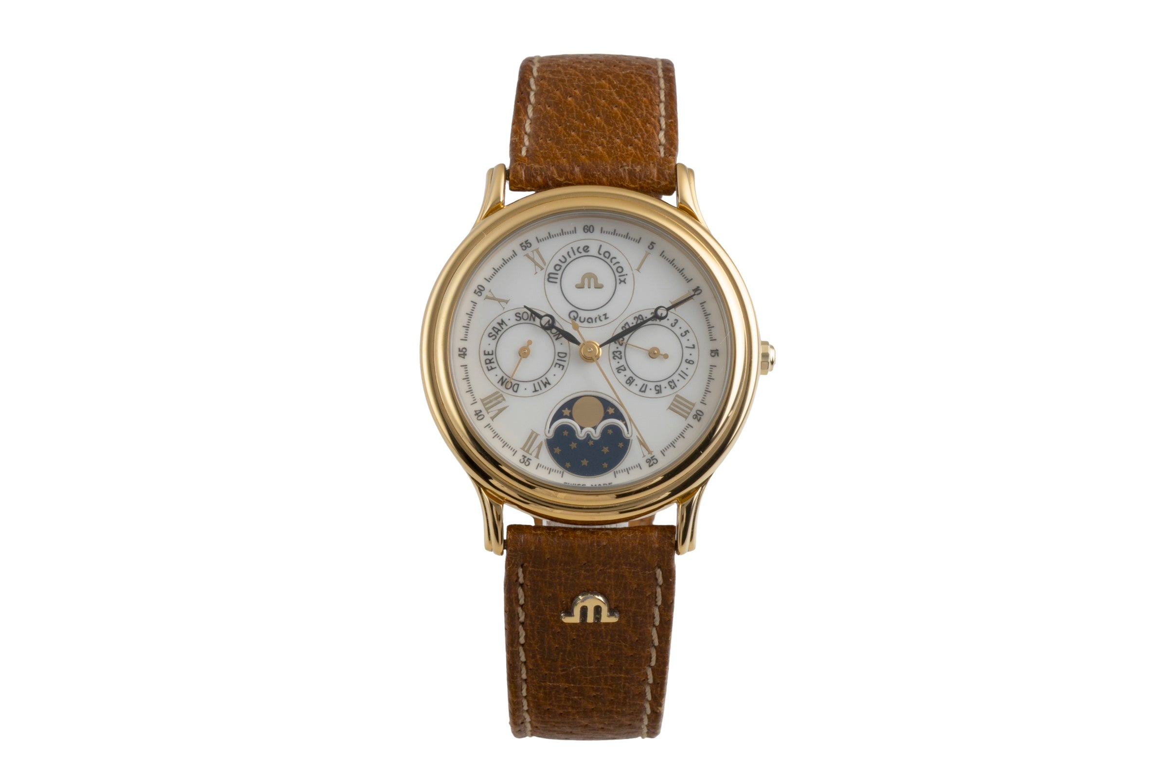 Maurice Lacroix Kalender ottone dorato quarzo orologio da uomo 33998  [2600212]