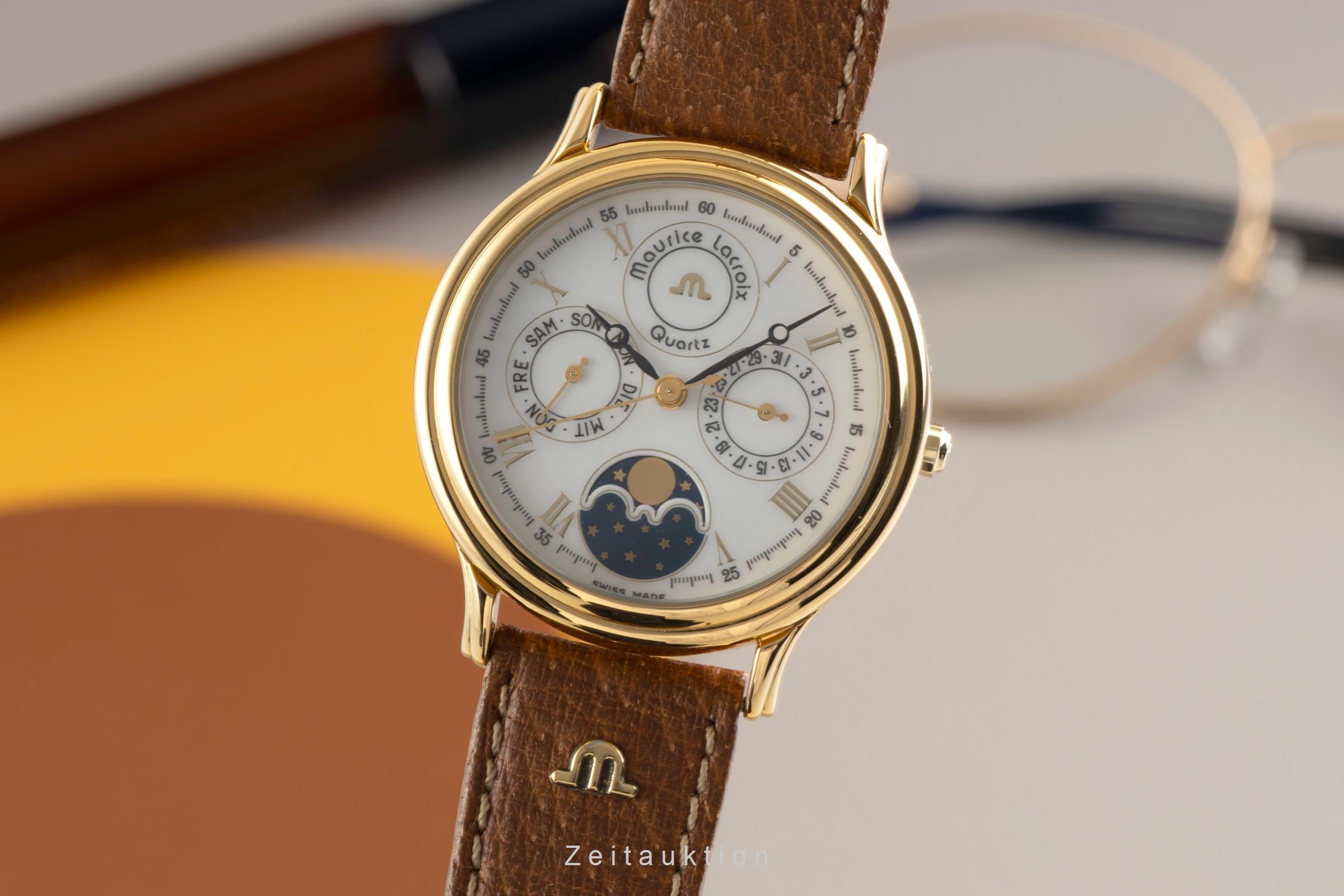 Maurice Lacroix Kalender ottone dorato quarzo orologio da uomo 33998  [2600212]