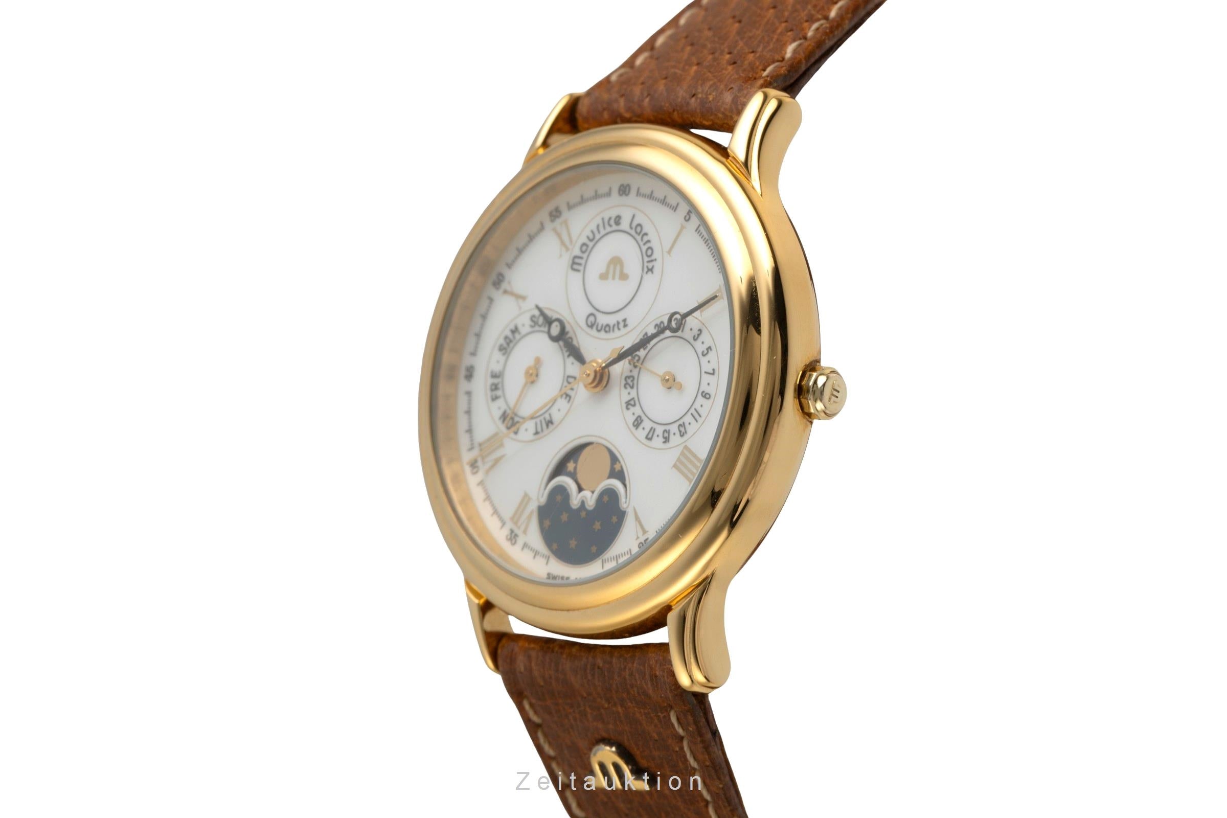 Maurice Lacroix Kalender Messing vergoldet Quarz Herrenuhr Ref. 33998  [2600212]