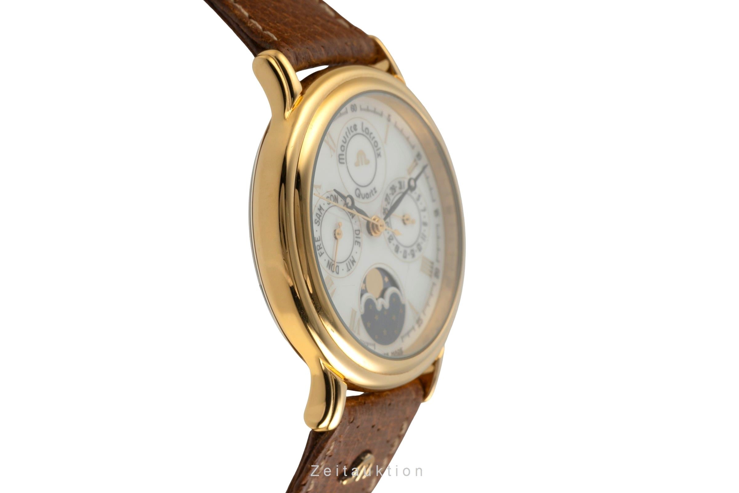 Maurice Lacroix Kalender Messing vergoldet Quarz Herrenuhr Ref. 33998  [2600212]