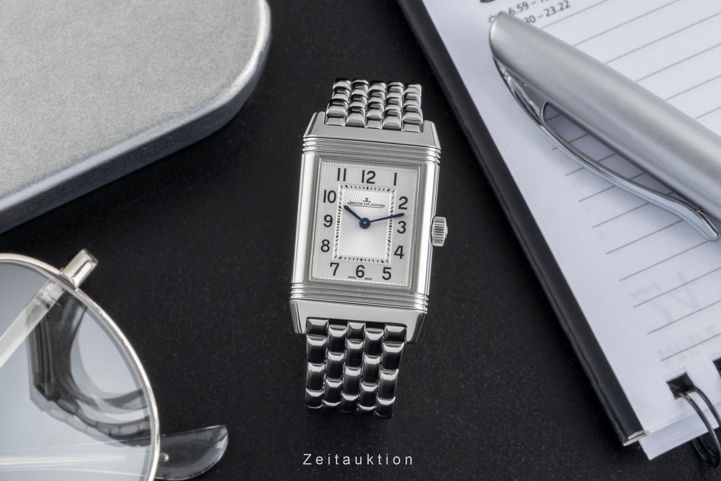 Jaeger LeCoultre Reverso Classic Small Stahl Quarz Ref. Q2618130 211.8.47 B&P  [2600240]
