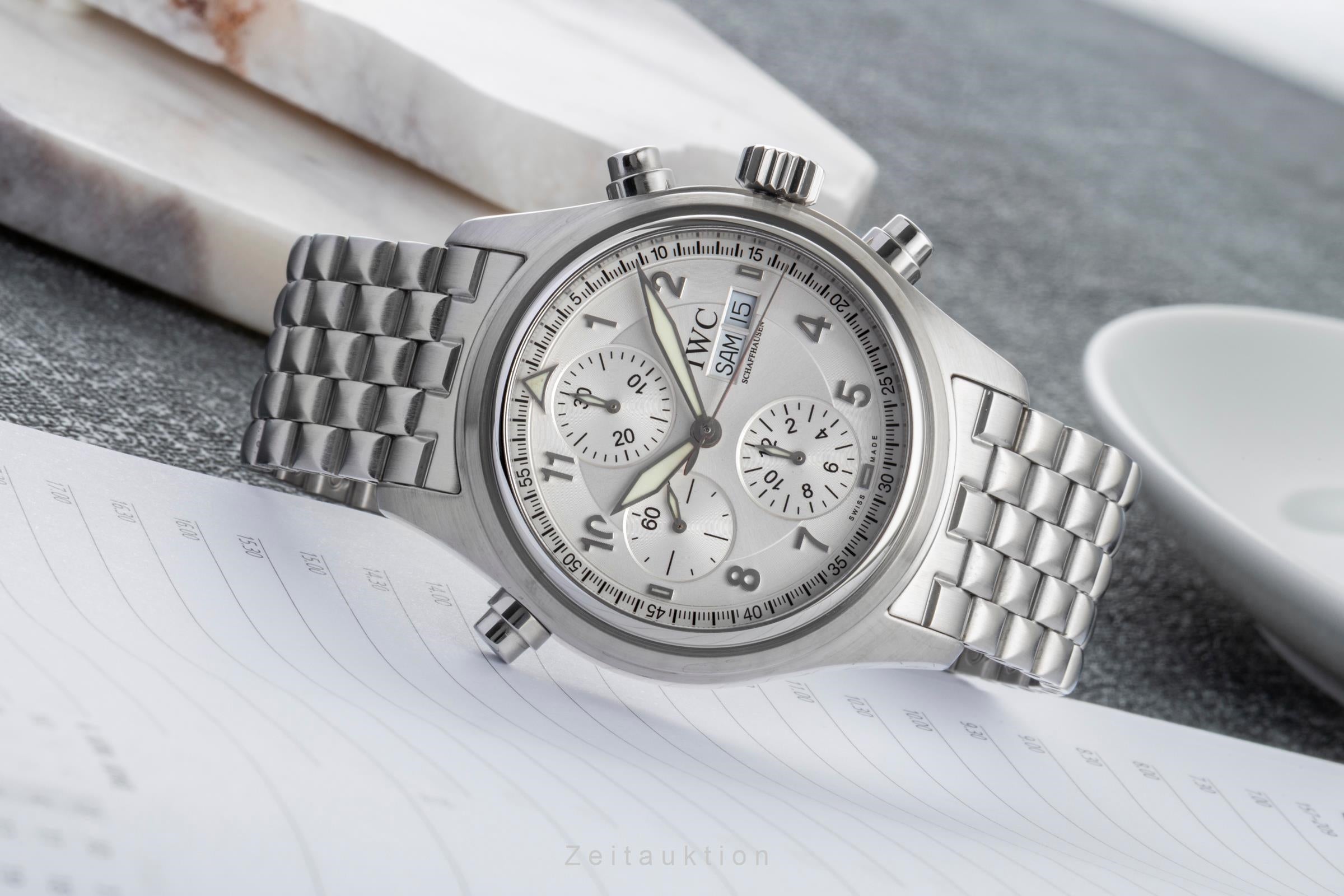 IWC Flieger Doppelchronograph Edelstahl Automatik Rattrapante Ref. IW371301 Box [2600286]