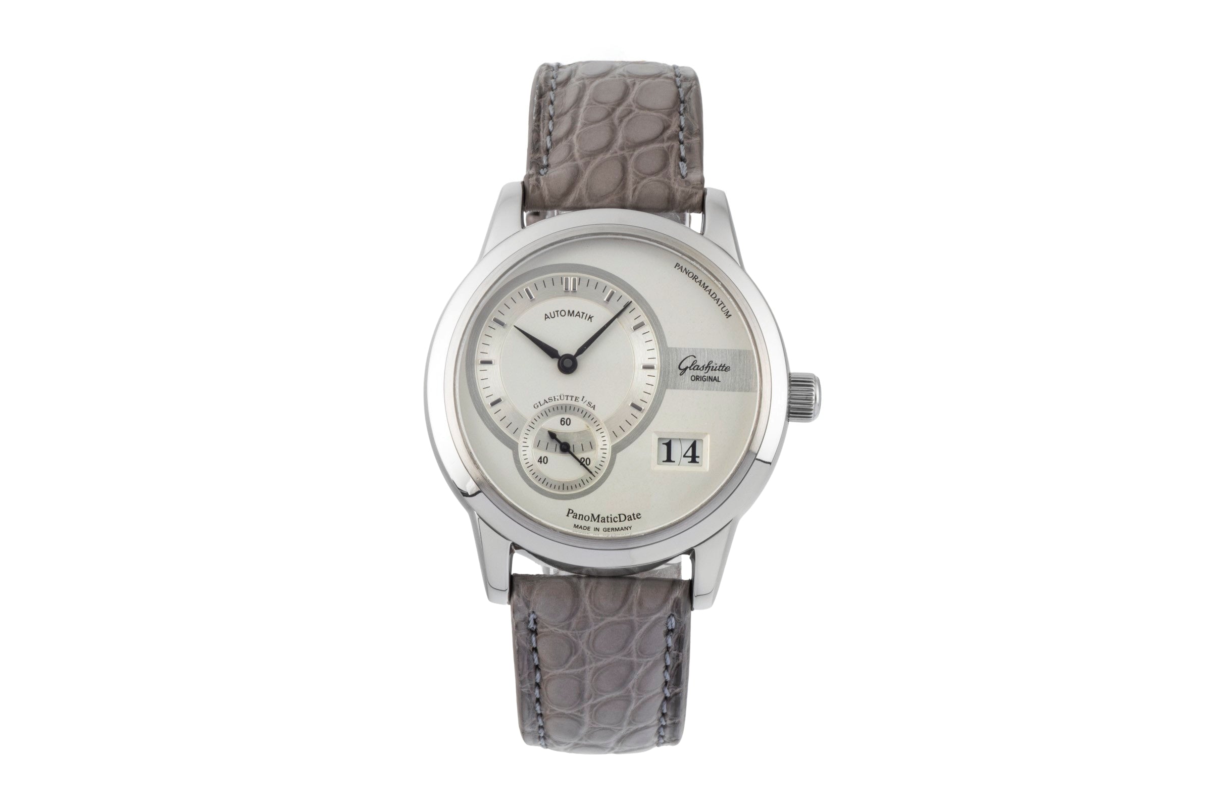 Glashütte PanoMaticDate steel automatic men's watch 90-01-02-02-04  [2600288]